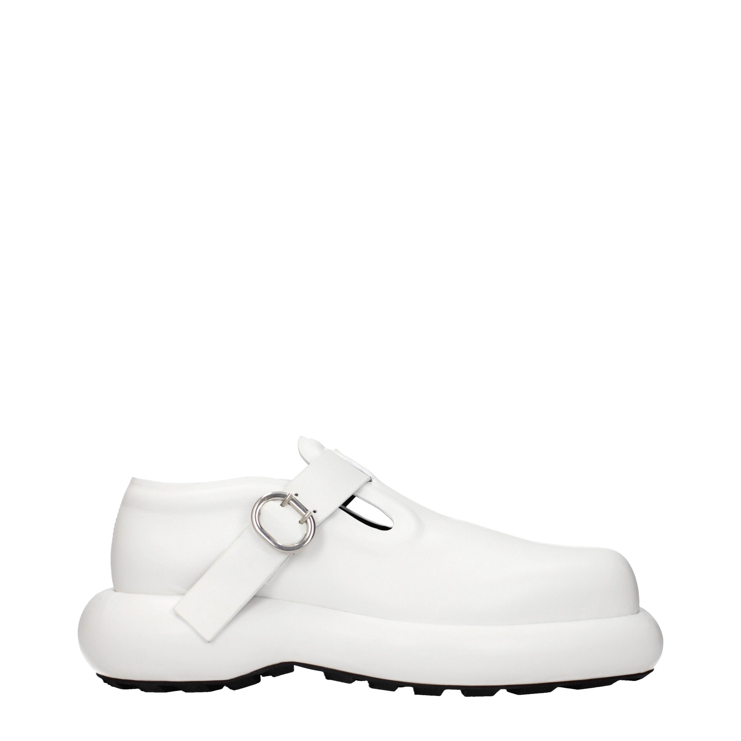 Mocassini Jil Sander in Vera Pelle Bianca Stringati