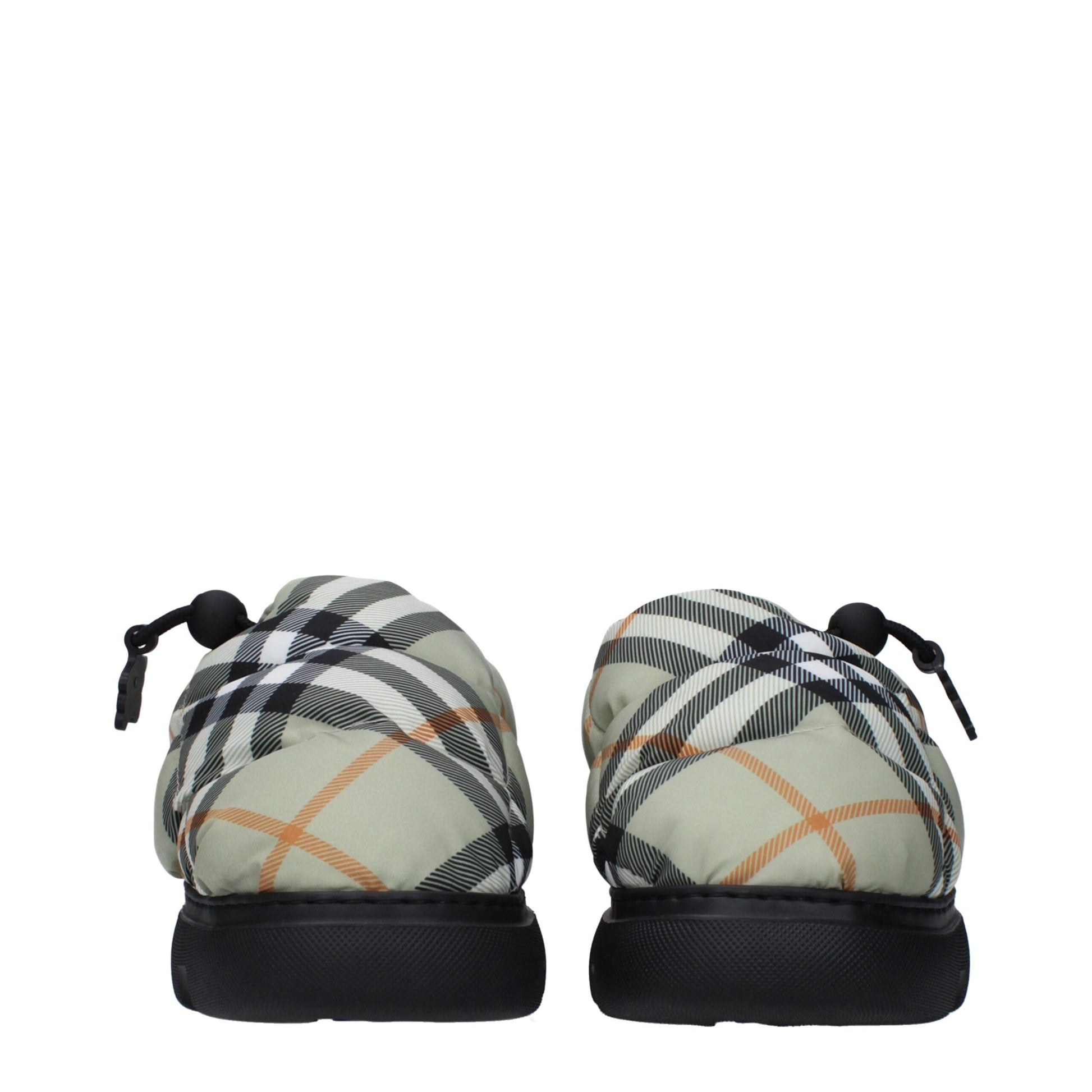Mocassini Slip-On Burberry in Tessuto Check Verde, Tacco 4.5cm