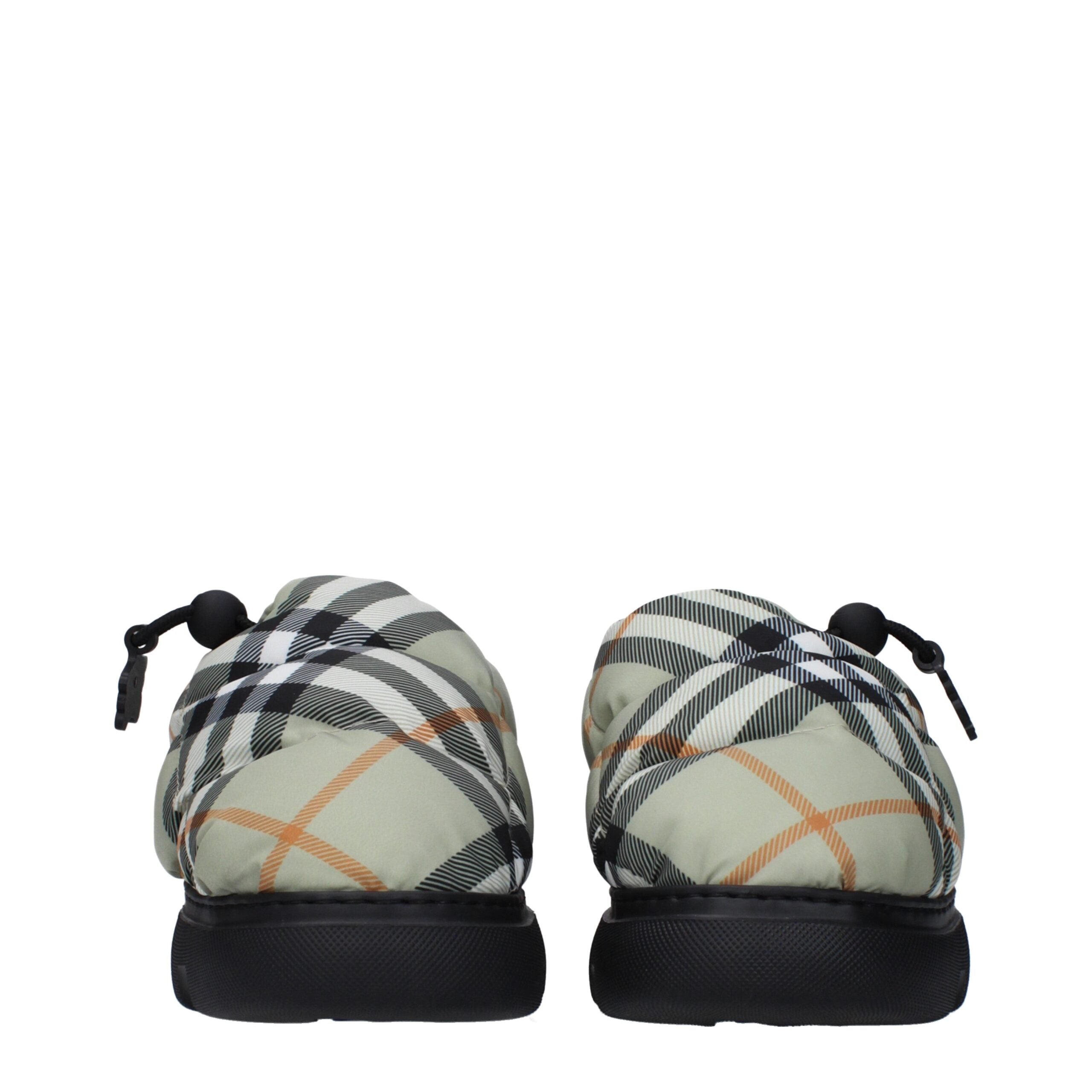 Mocassini Slip-On Burberry in Tessuto Check Verde, Tacco 4.5cm