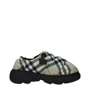 Mocassini Slip-On Burberry in Tessuto Check Verde, Tacco 4.5cm