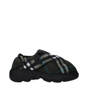 Mocassini Slip-On Burberry in Tessuto Check Verde, Tacco 5cm