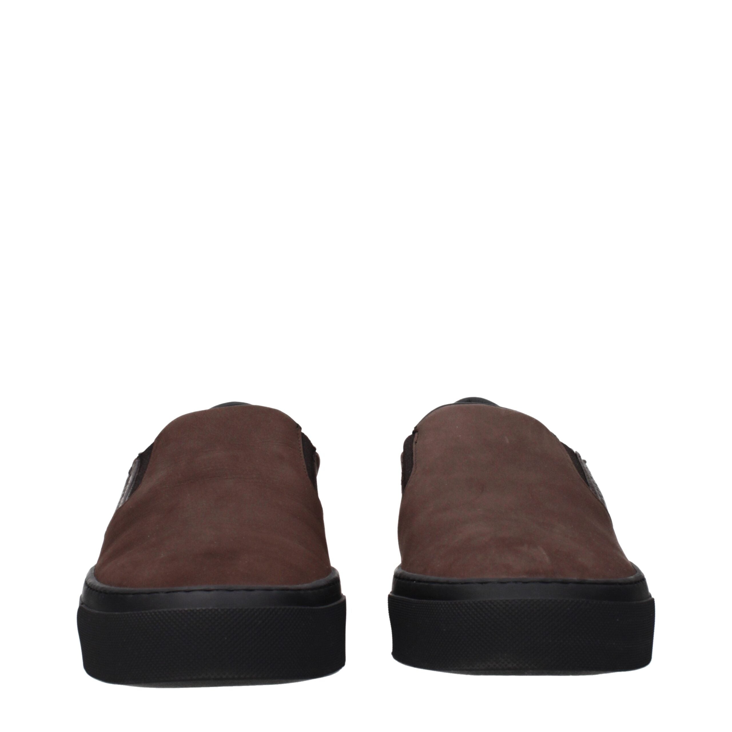 Mocassini Slip-On Moncler in Suede Marrone Effetto Vintage