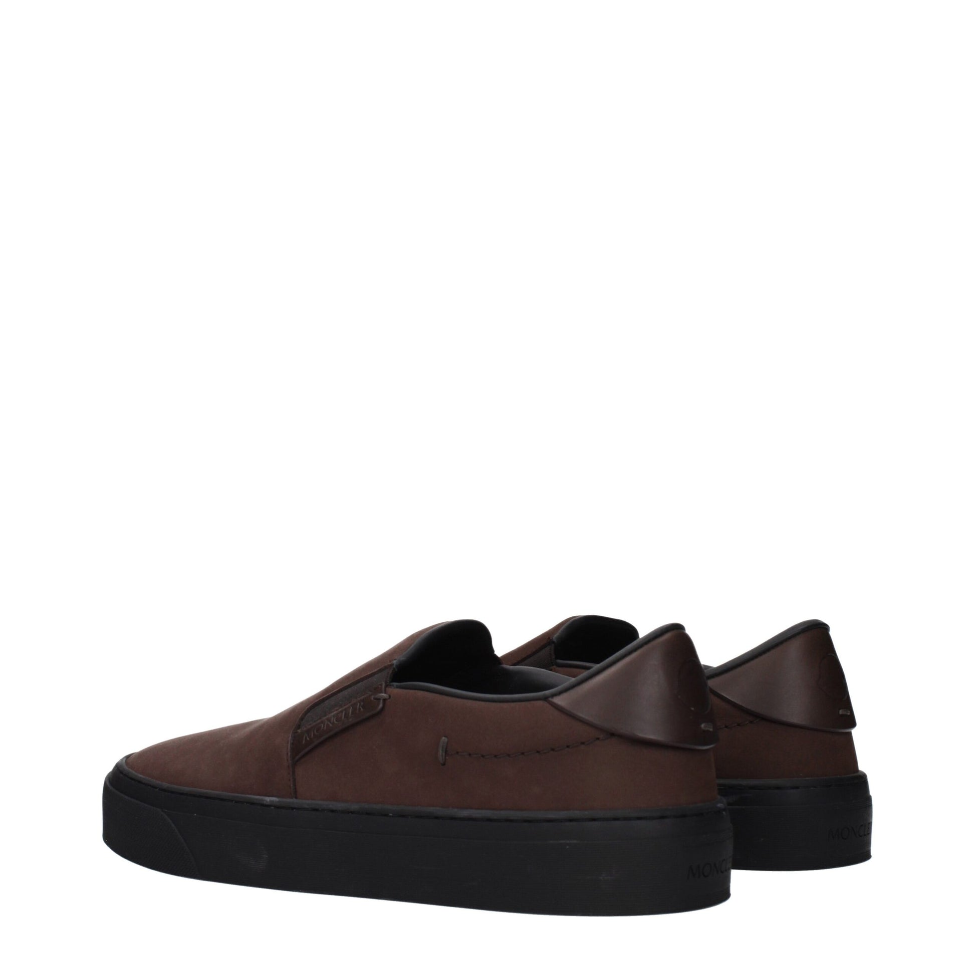 Mocassini Slip-On Moncler in Suede Marrone Effetto Vintage