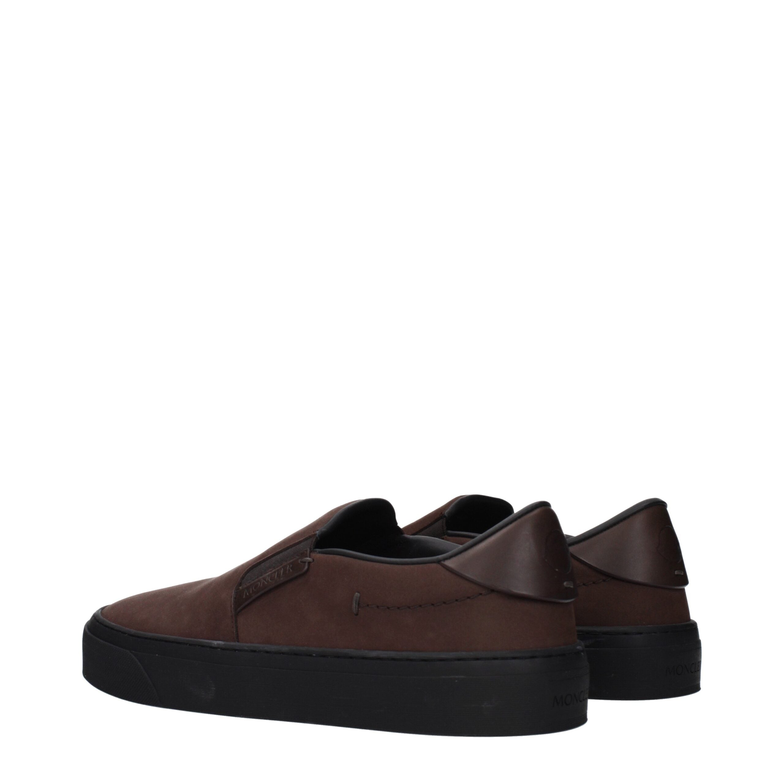 Mocassini Slip-On Moncler in Suede Marrone Effetto Vintage