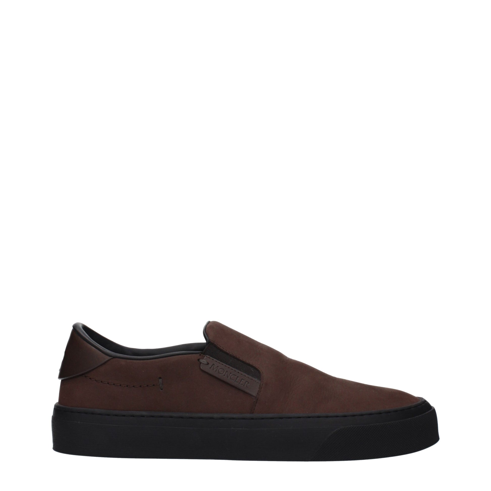 Mocassini Slip-On Moncler in Suede Marrone Effetto Vintage