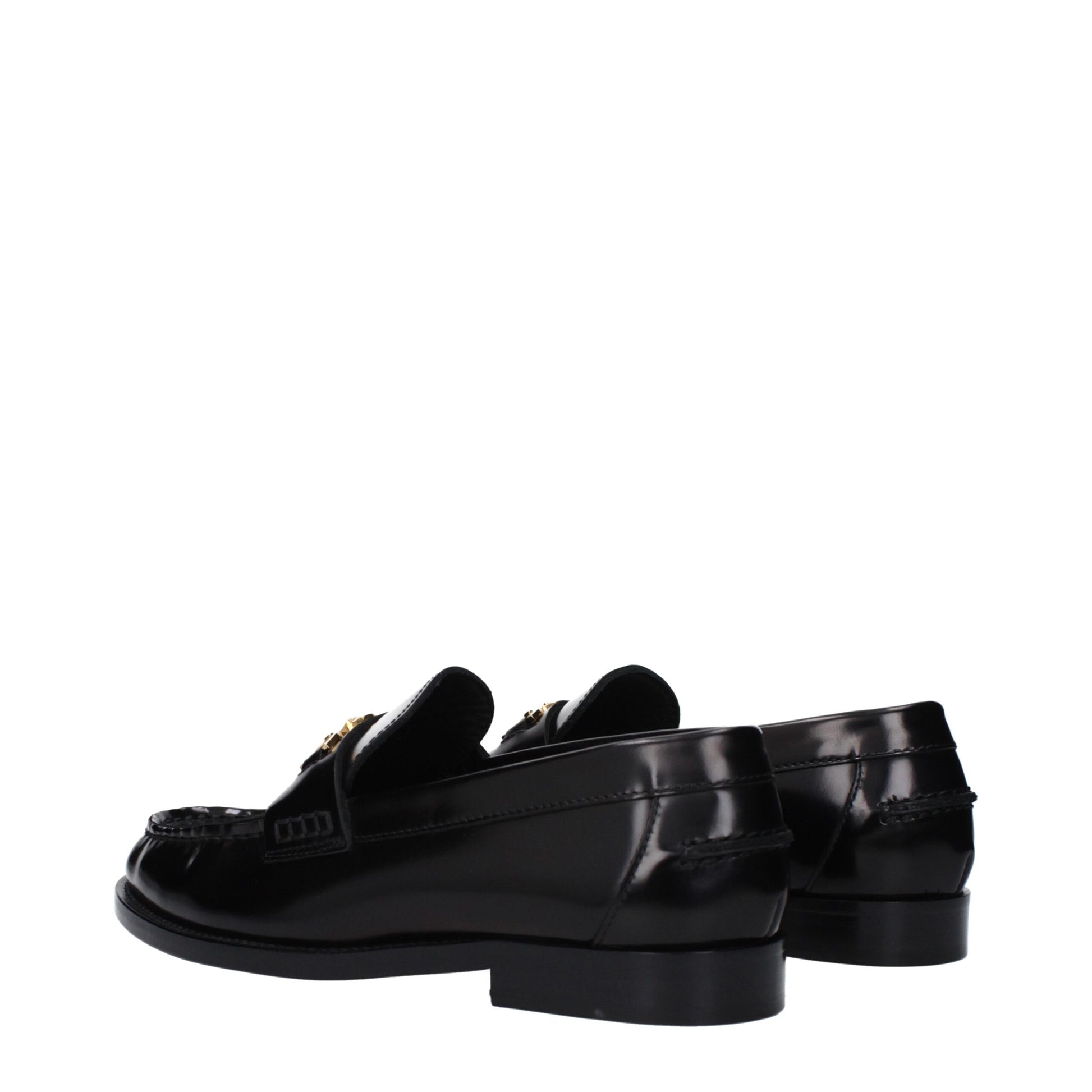 Mocassini Slip-On Versace in Pelle Nera, Logo Frontale