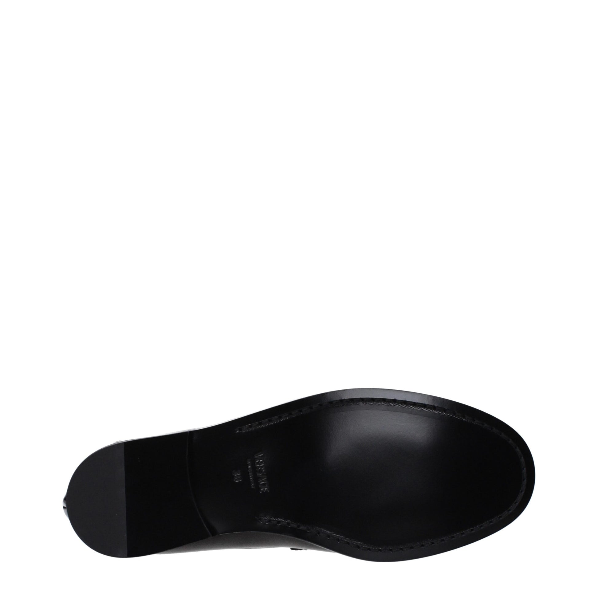 Mocassini Slip-On Versace in Pelle Nera, Logo Frontale