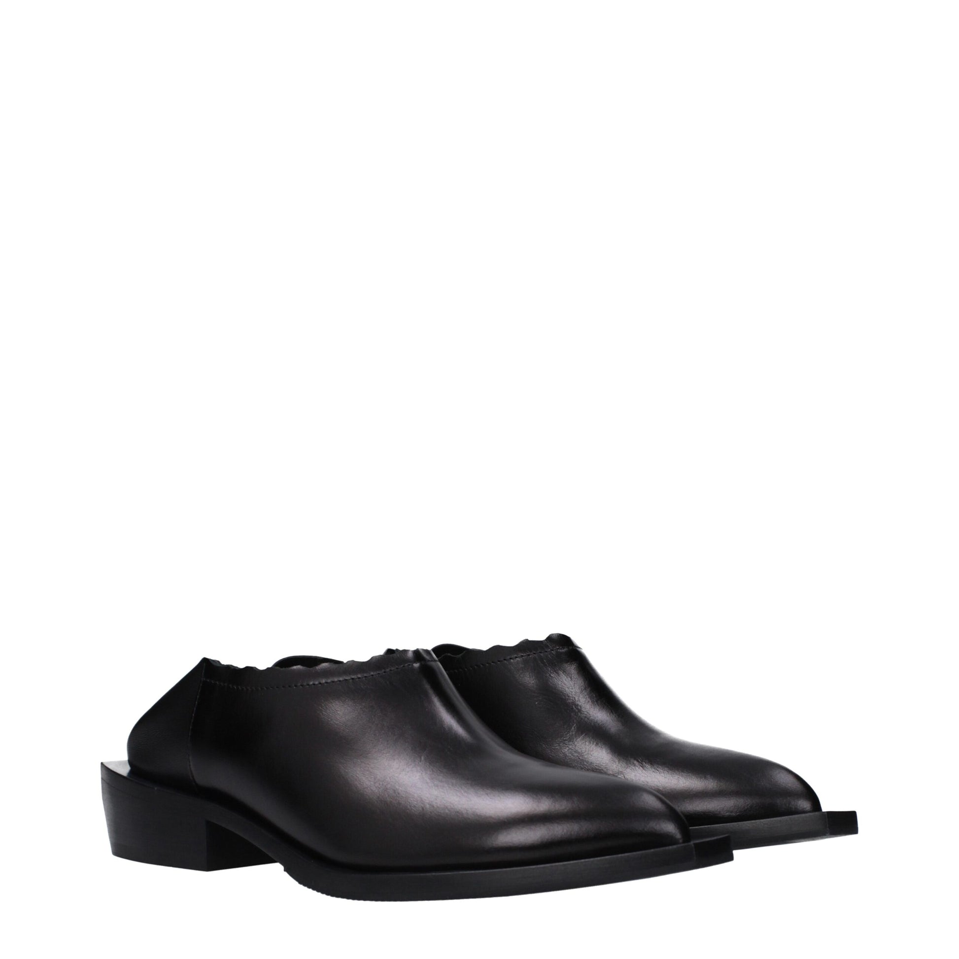 Moschino Black Leather Mules