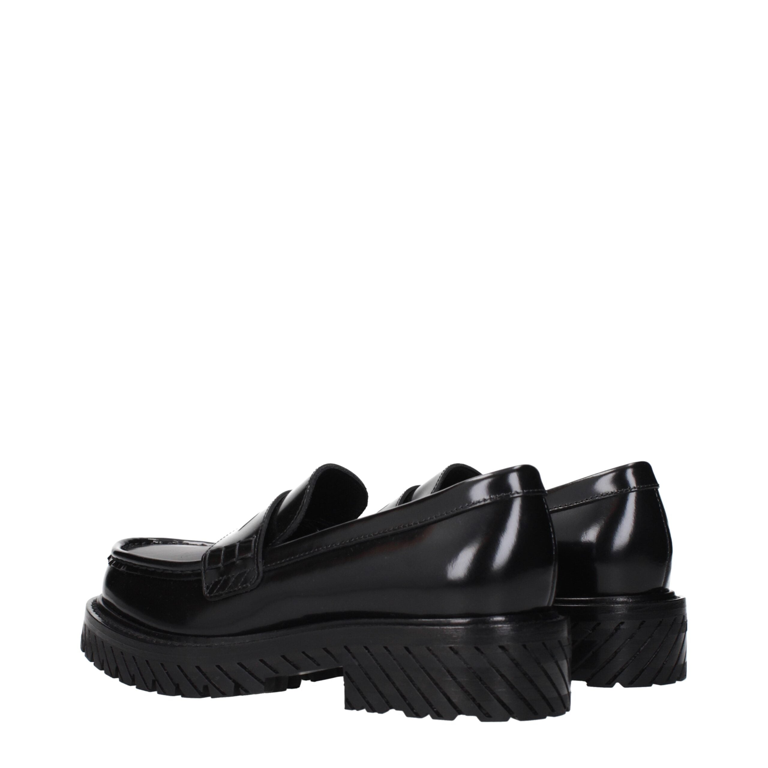 Off-White Loafer Slip-On Neri in Pelle con Logo