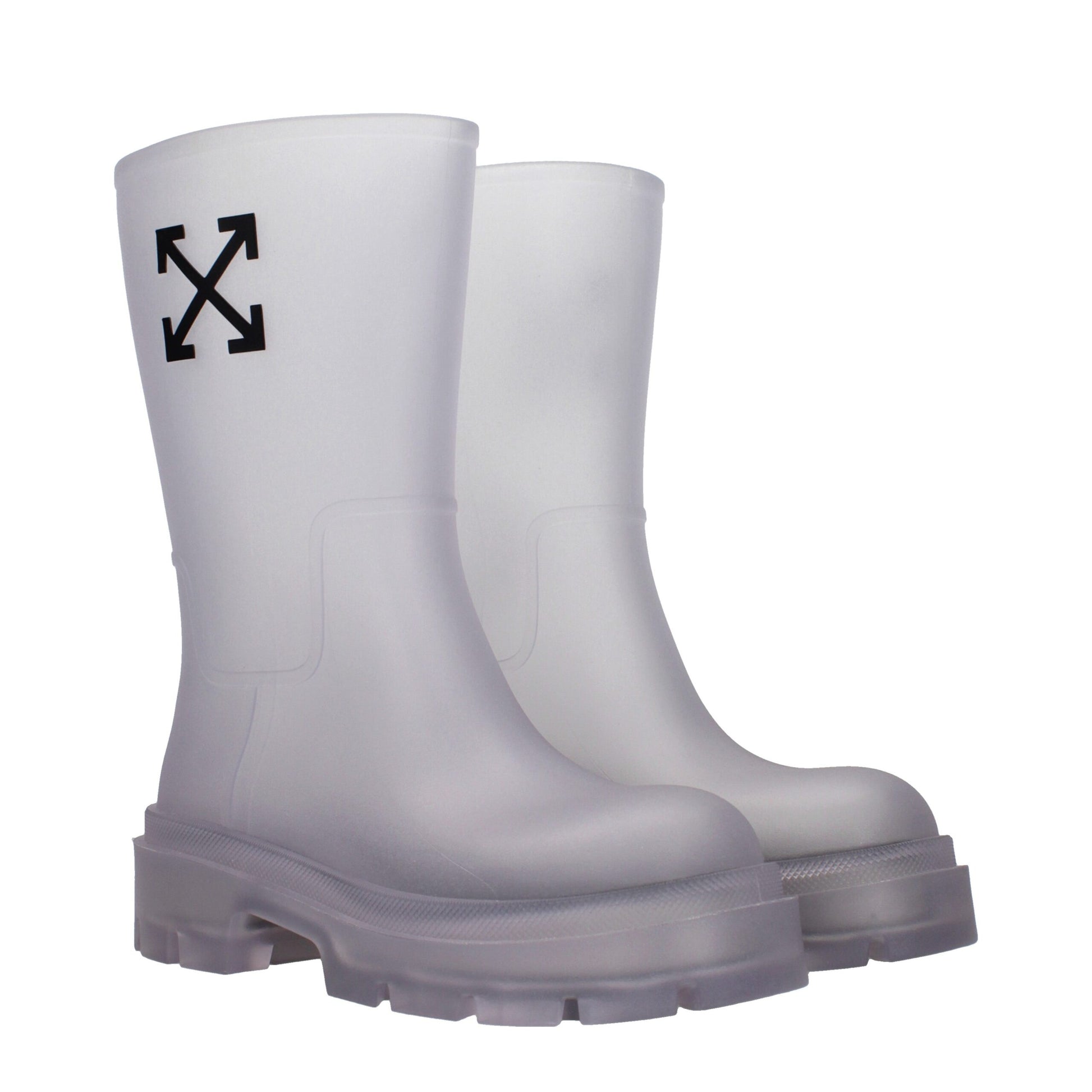 Off-White Stivaletti Exploration Motor PVC Trasparente con Logo