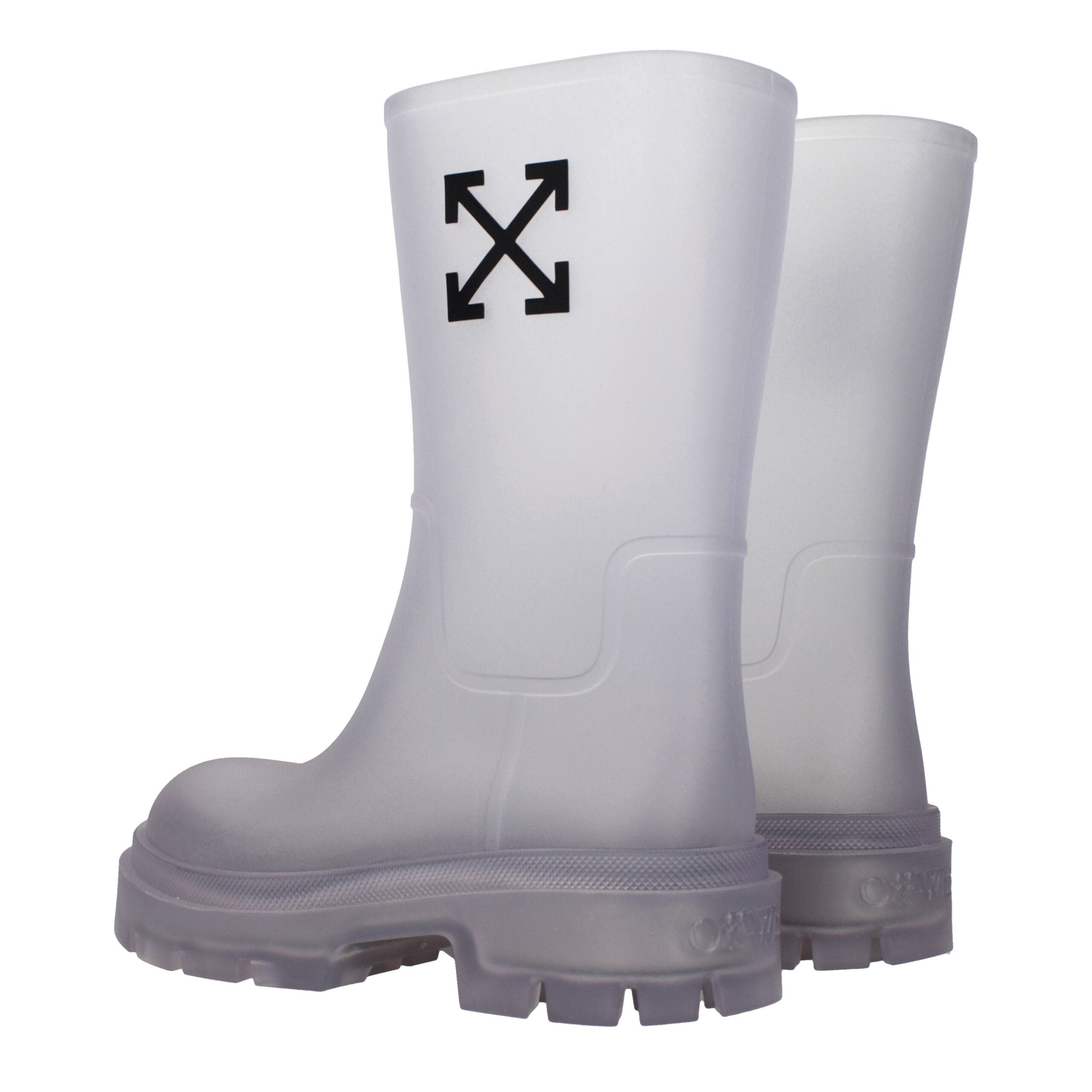 Off-White Stivaletti Exploration Motor PVC Trasparente con Logo