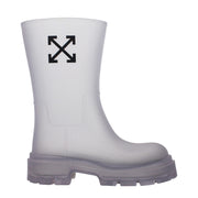 Off-White Stivaletti Exploration Motor PVC Trasparente con Logo