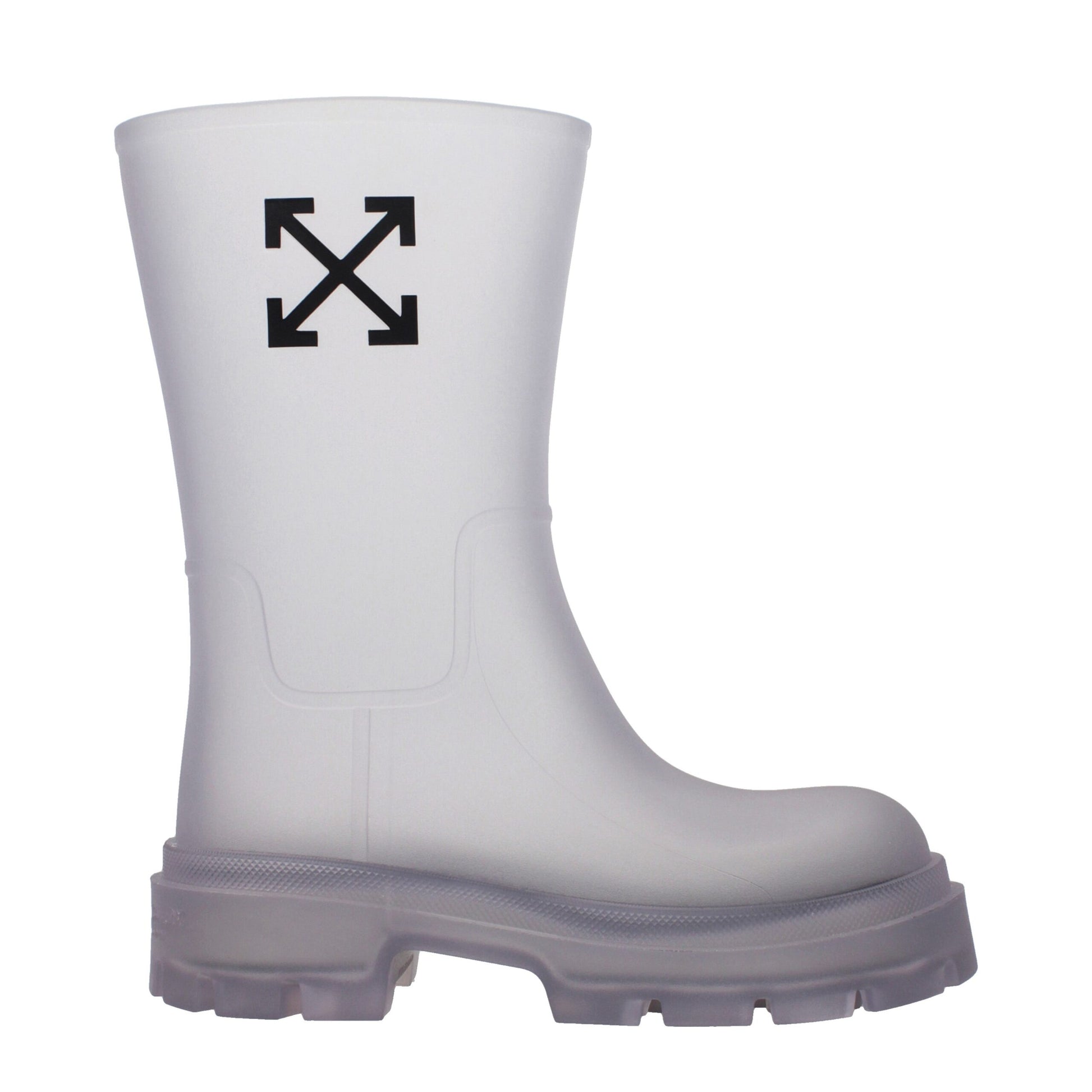 Off-White Stivaletti Exploration Motor PVC Trasparente con Logo