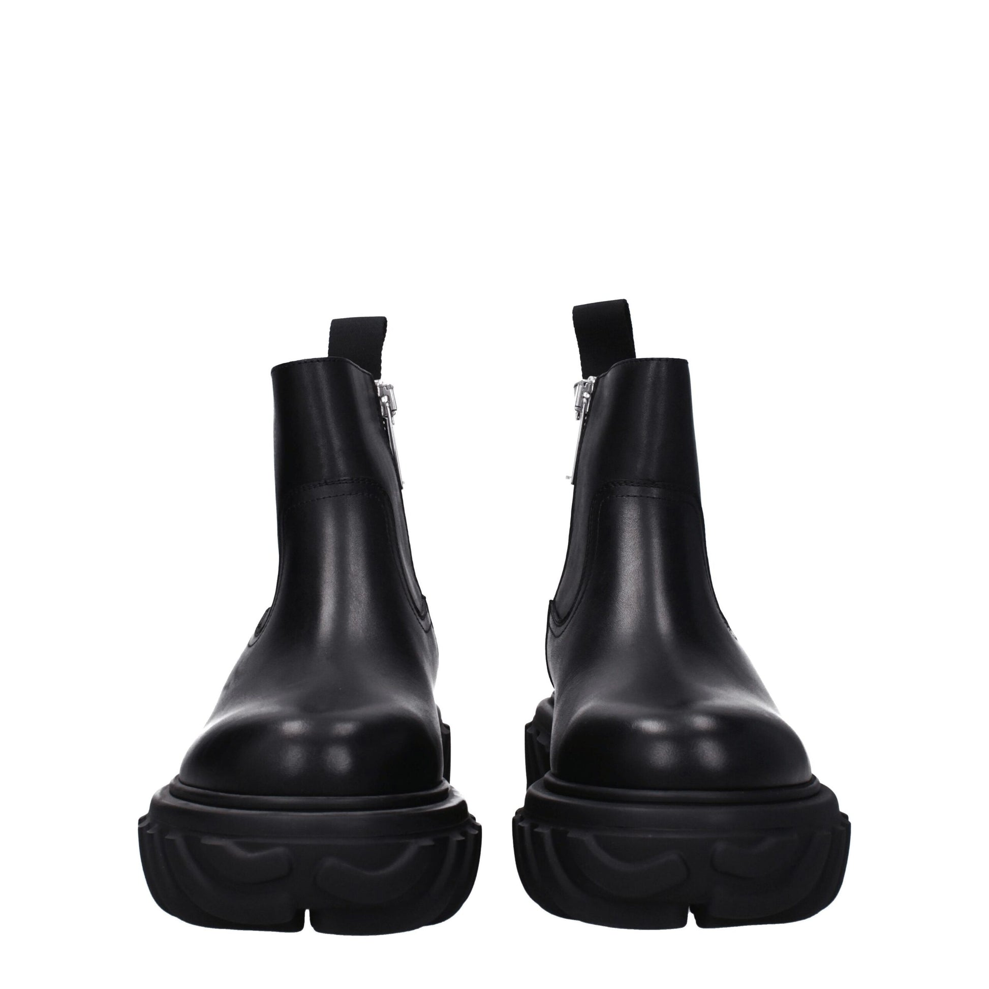Off-White Stivaletti Neri in Pelle con Suola in Gomma
