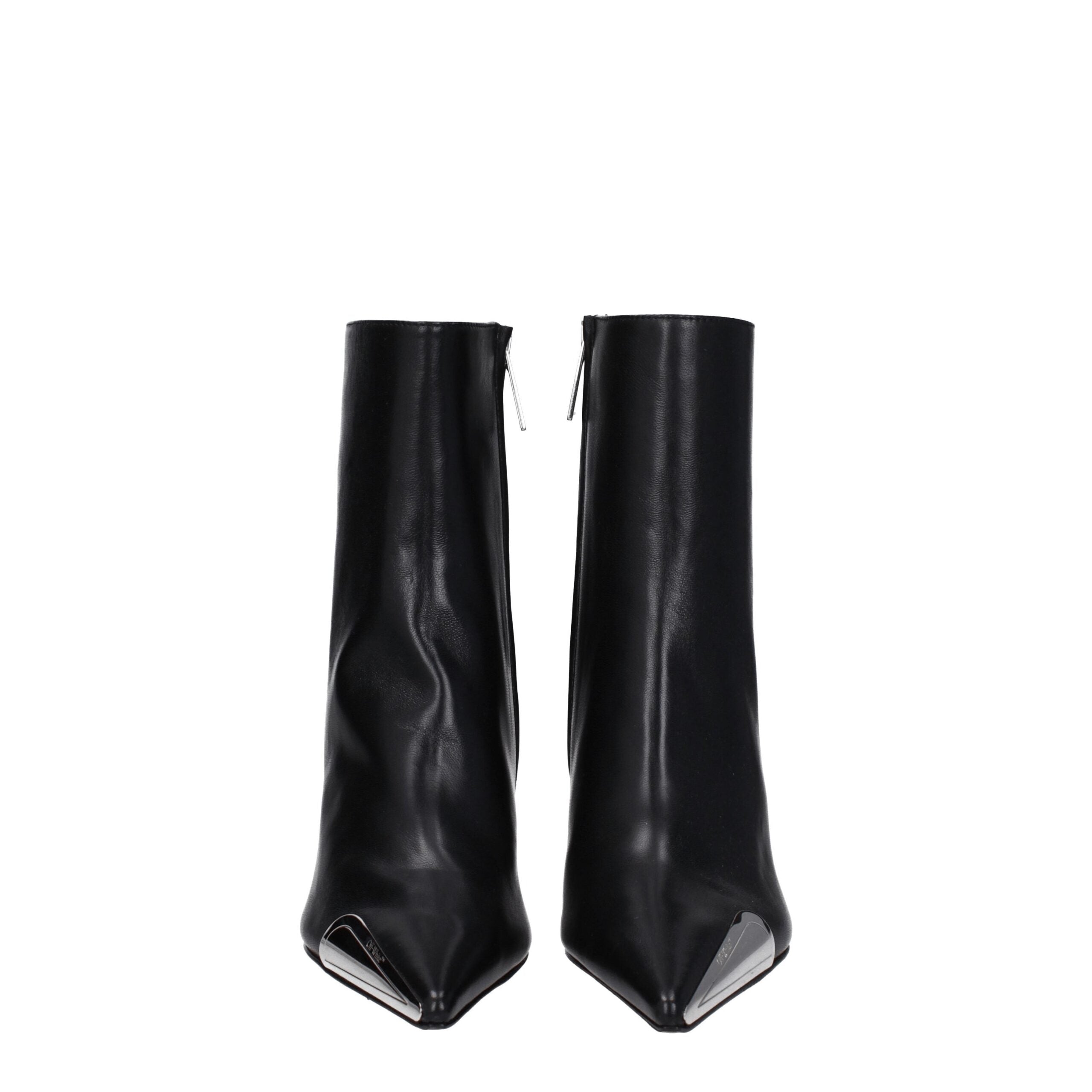 Off-White Stivaletti Neri in Pelle con Tacco Alto 10 cm