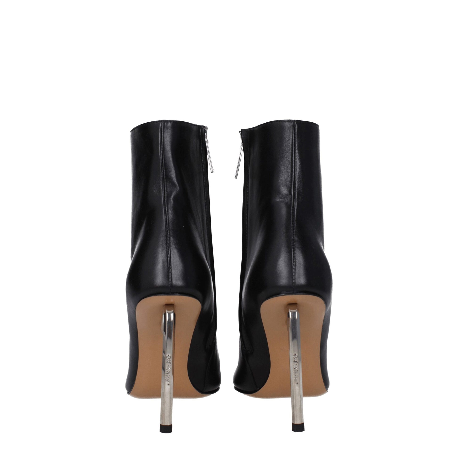 Off-White Stivaletti Neri in Pelle con Tacco Alto 10 cm