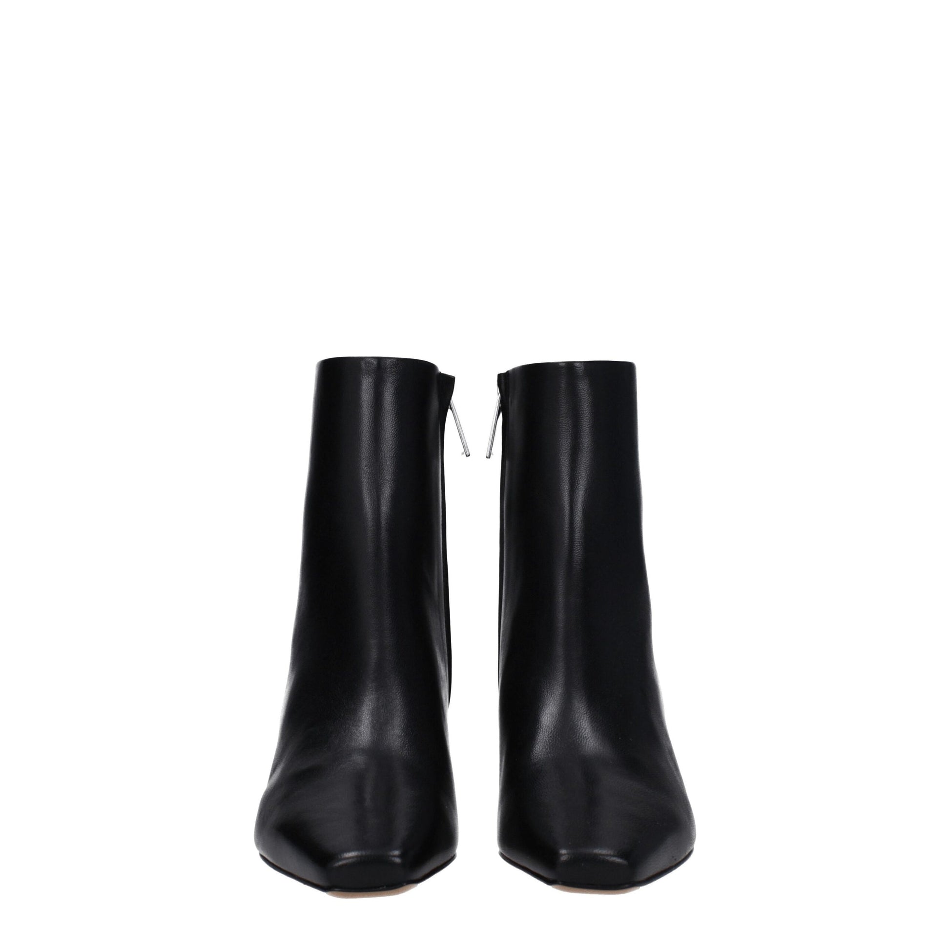 Off-White Stivaletti Neri in Pelle con Zip e Tacco 5 cm
