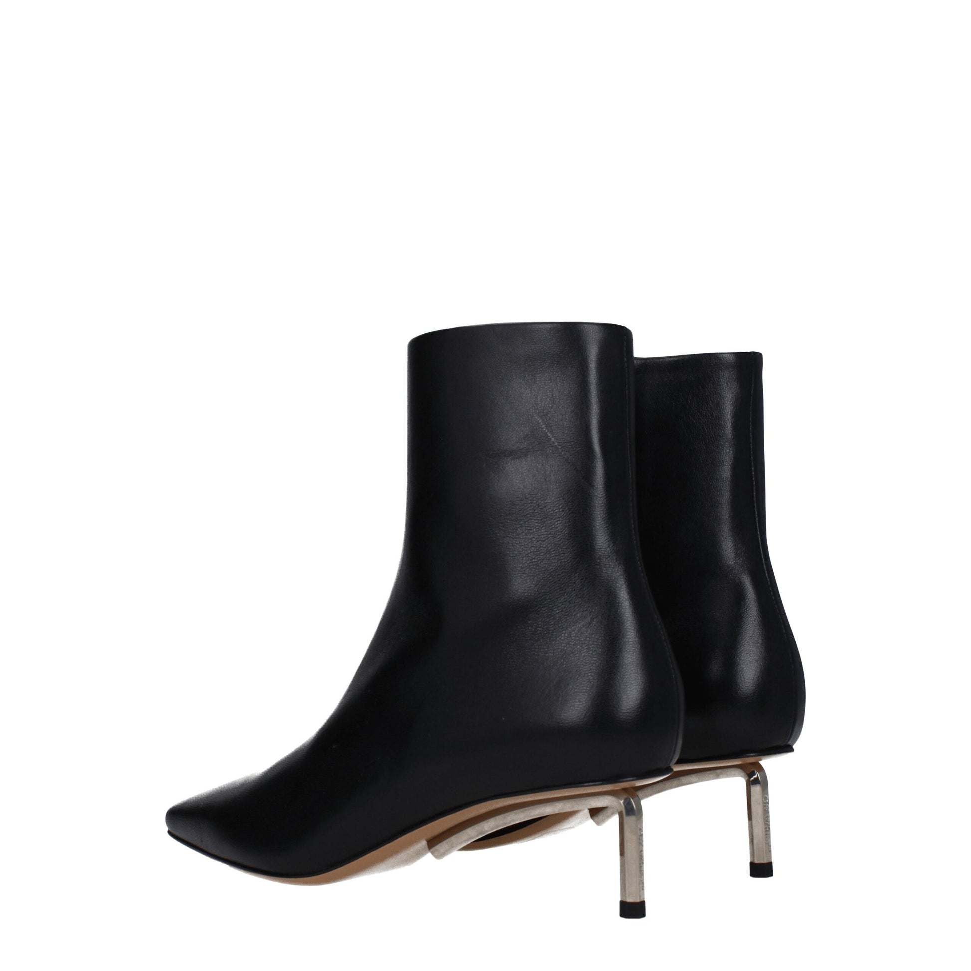 Off-White Stivaletti Neri in Pelle con Zip e Tacco 5 cm