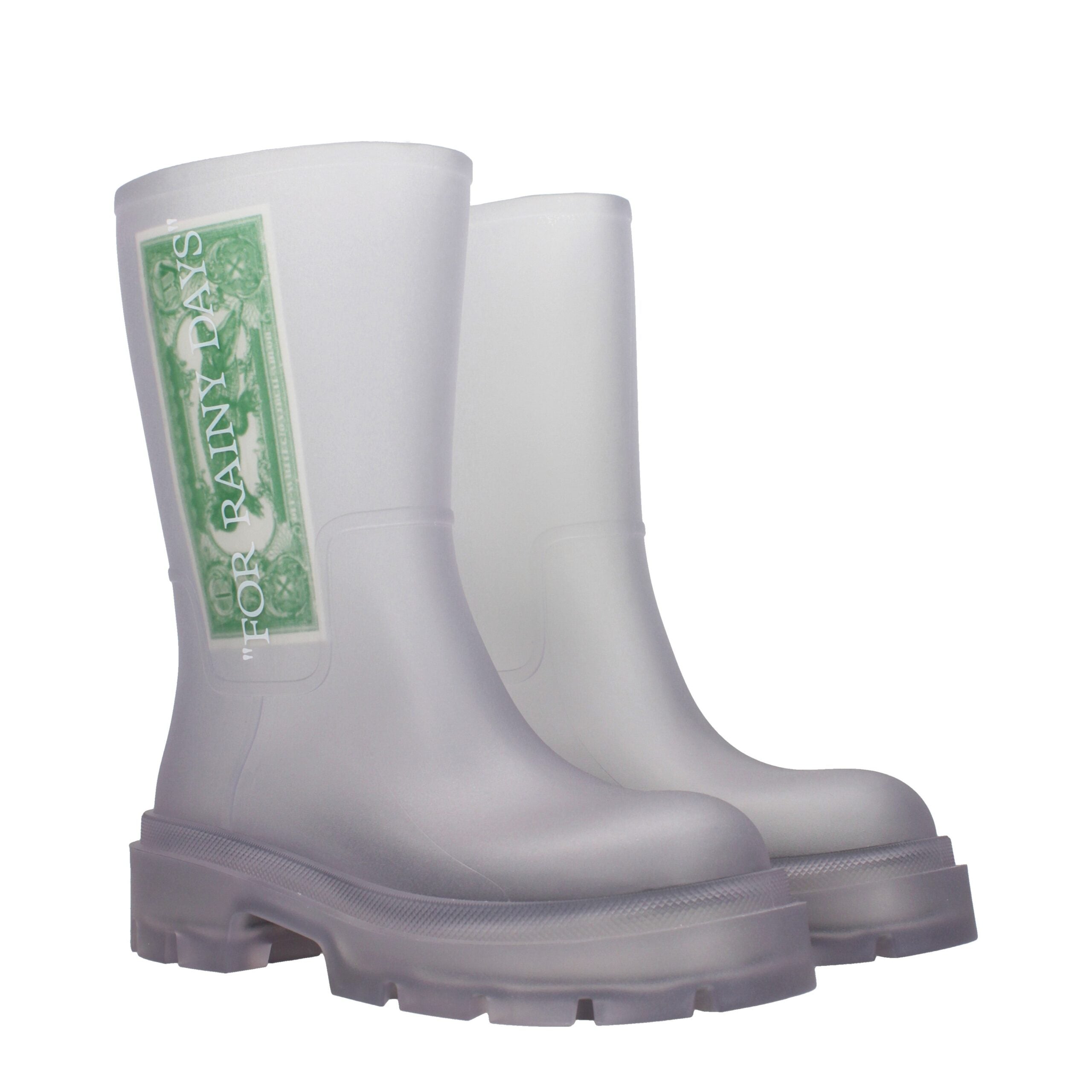 Off-White Stivaletti in PVC Trasparente con Logo laterale