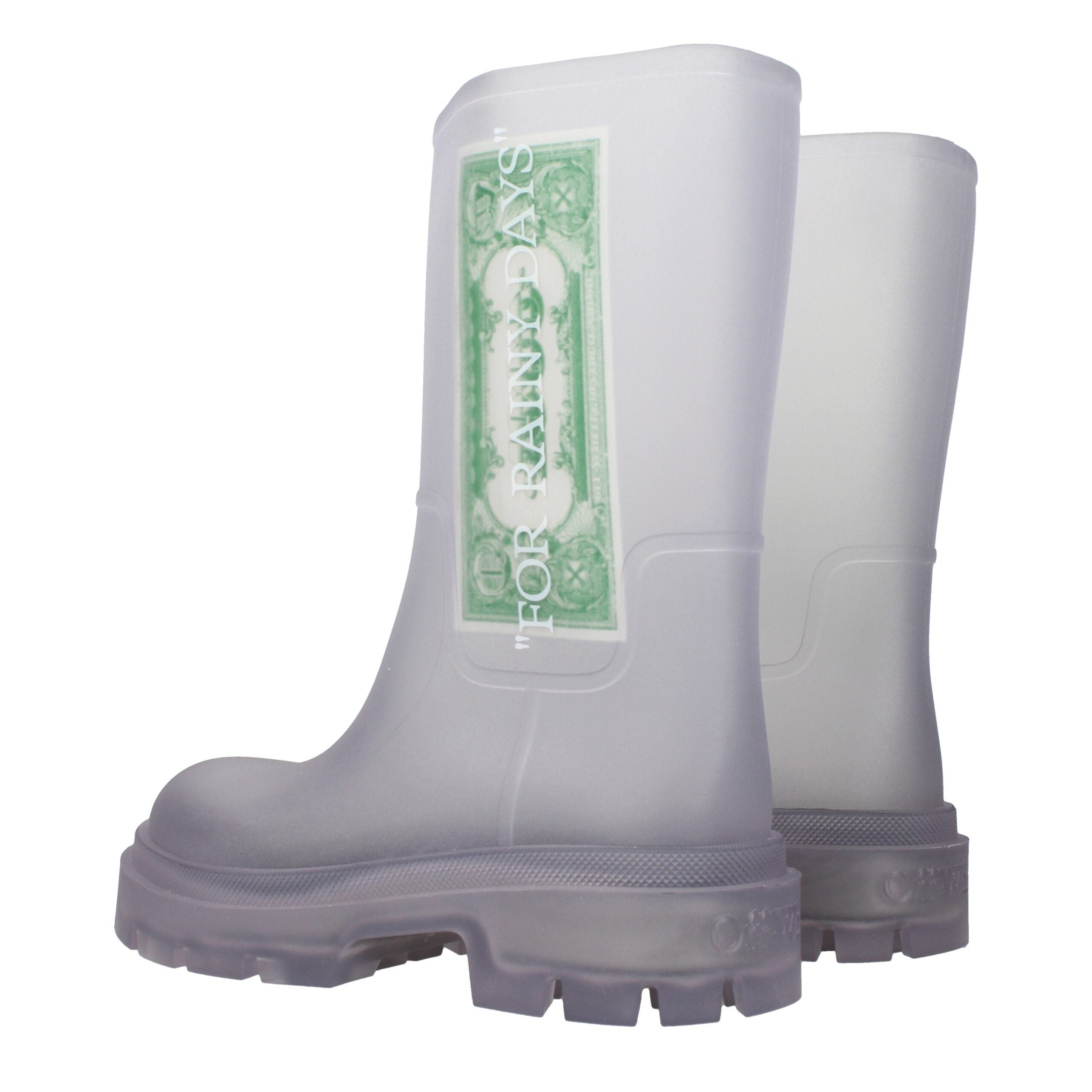 Off-White Stivaletti in PVC Trasparente con Logo laterale