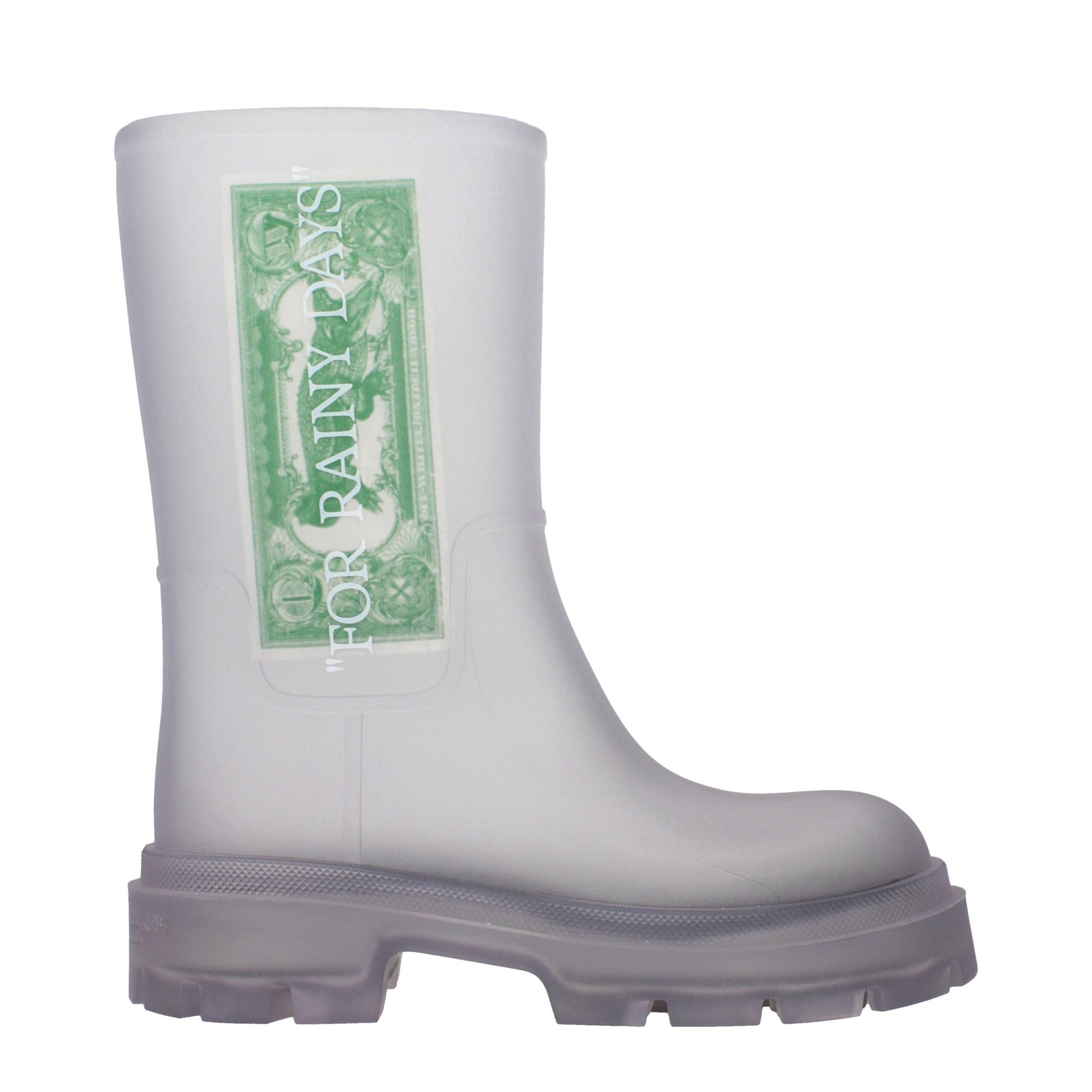 Off-White Stivaletti in PVC Trasparente con Logo laterale