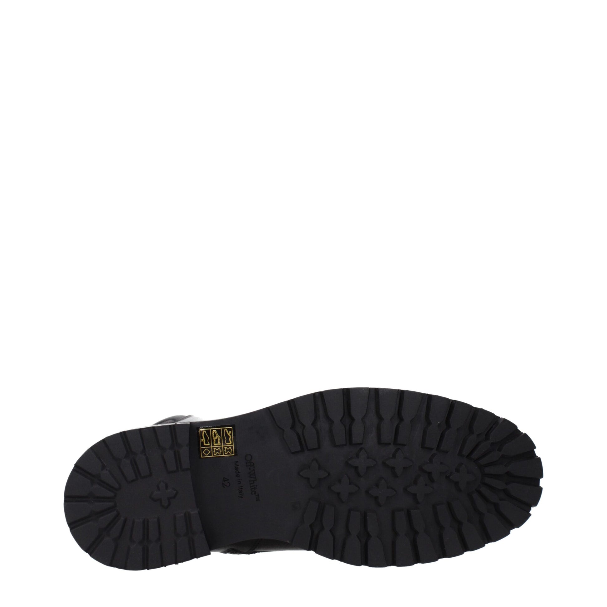 Off-White Stivaletti in Pelle Nera Effetto Invecchiato