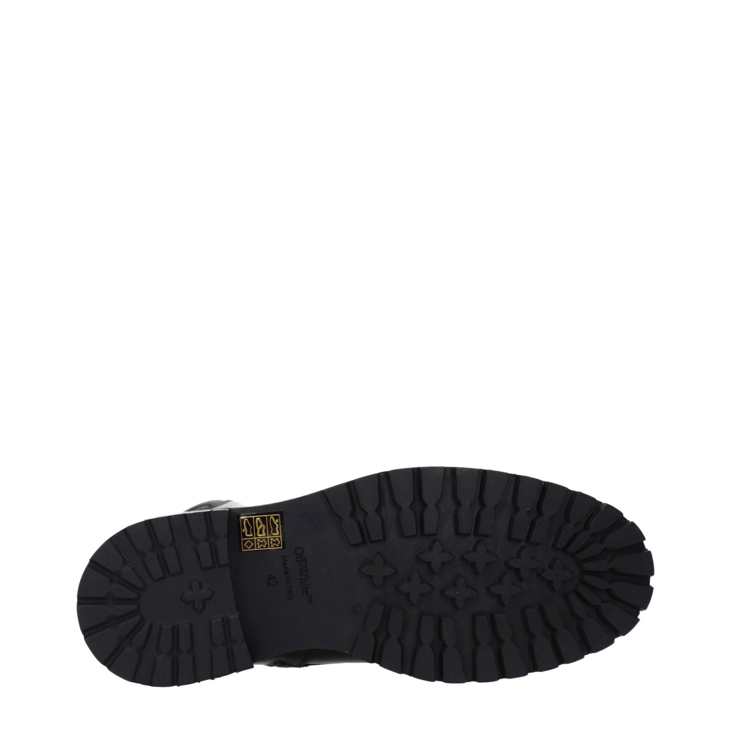 Off-White Stivaletti in Pelle Nera Effetto Invecchiato