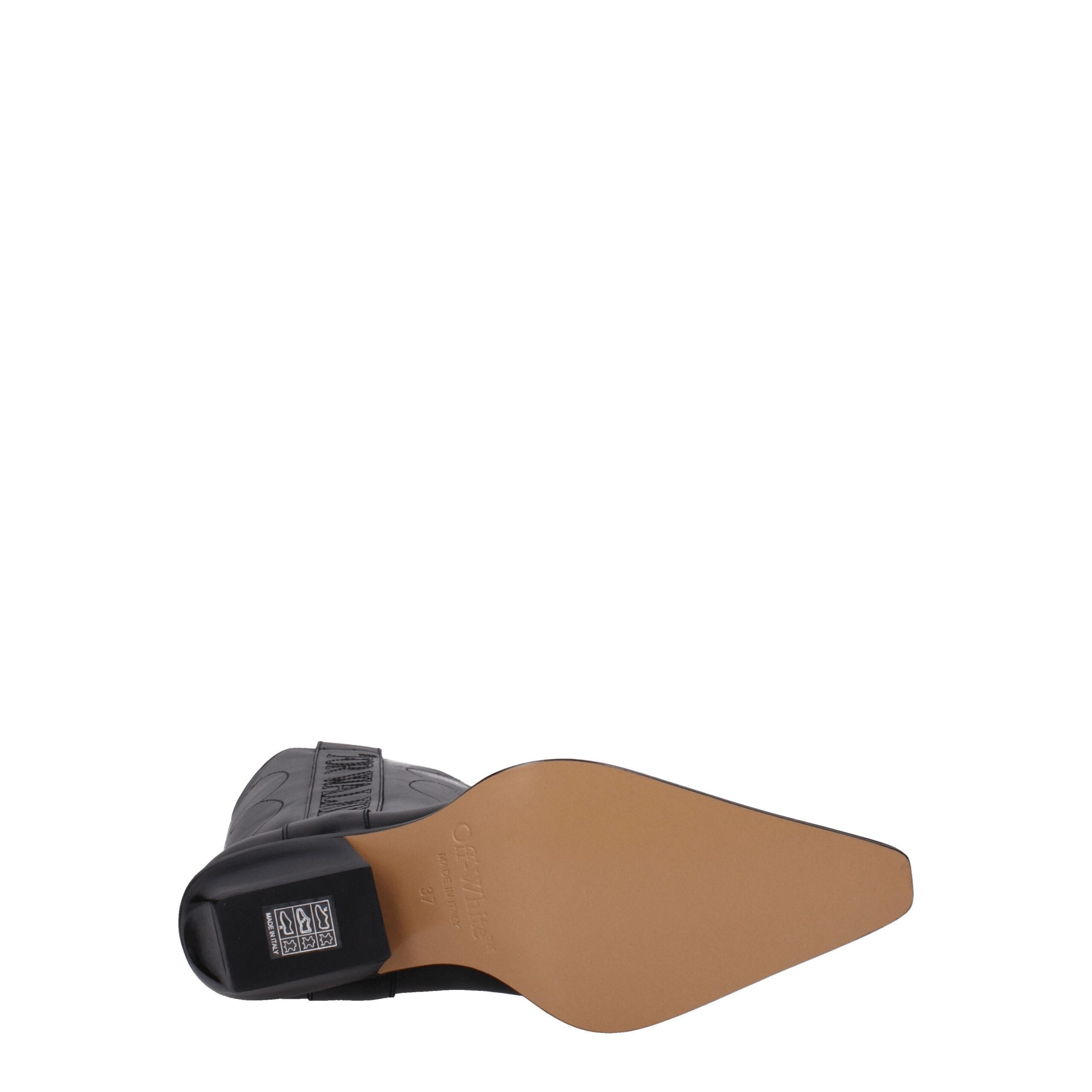 Off-White Stivali Neri in Pelle con Tacco Medio 5 cm