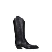 Off-White Stivali Neri in Pelle con Tacco Medio 5 cm