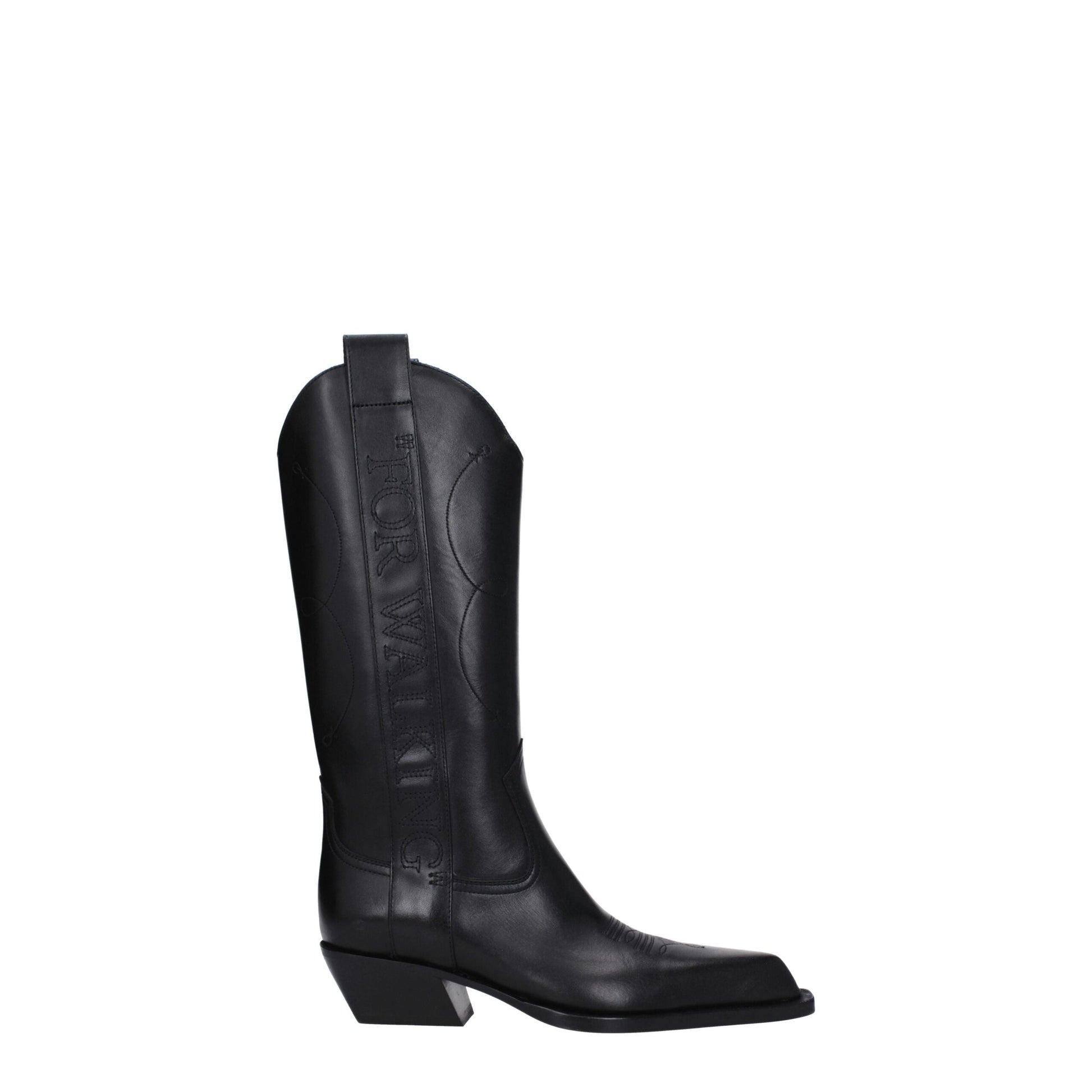 Off-White Stivali Neri in Pelle con Tacco Medio 5 cm
