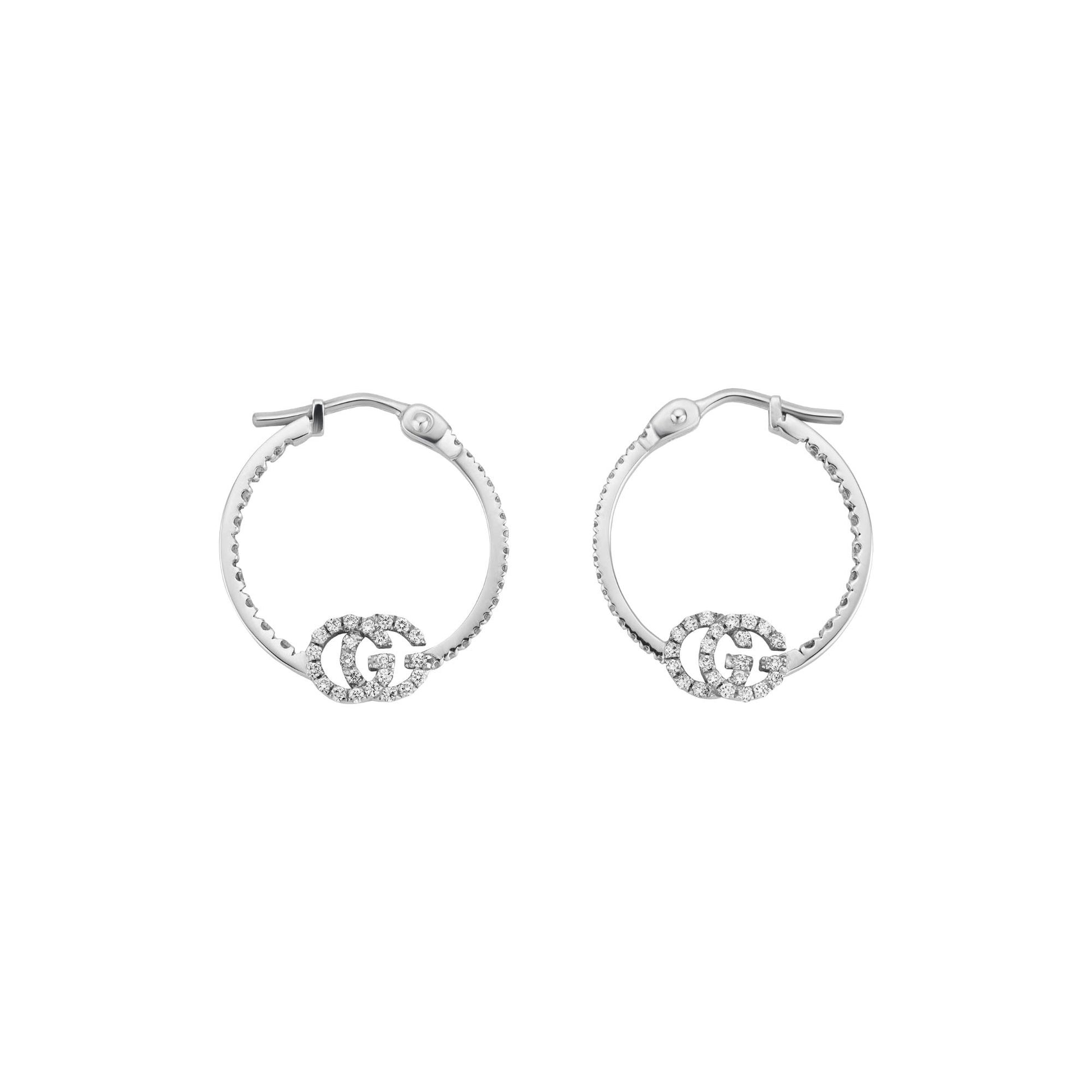 Orecchini Gucci GG Running YBD581982001 oro bianco e diamanti