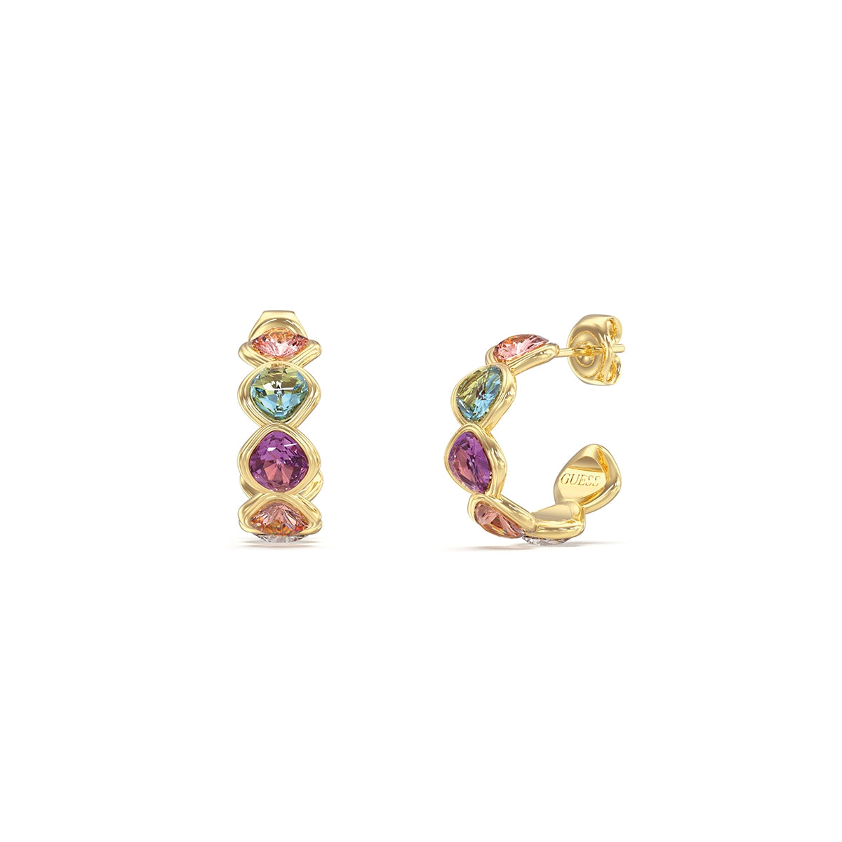 Orecchini Pendenti Cerchio Cristalli Guess Oro Giallo JUBE05318JWYGMCT-U (Coppia)