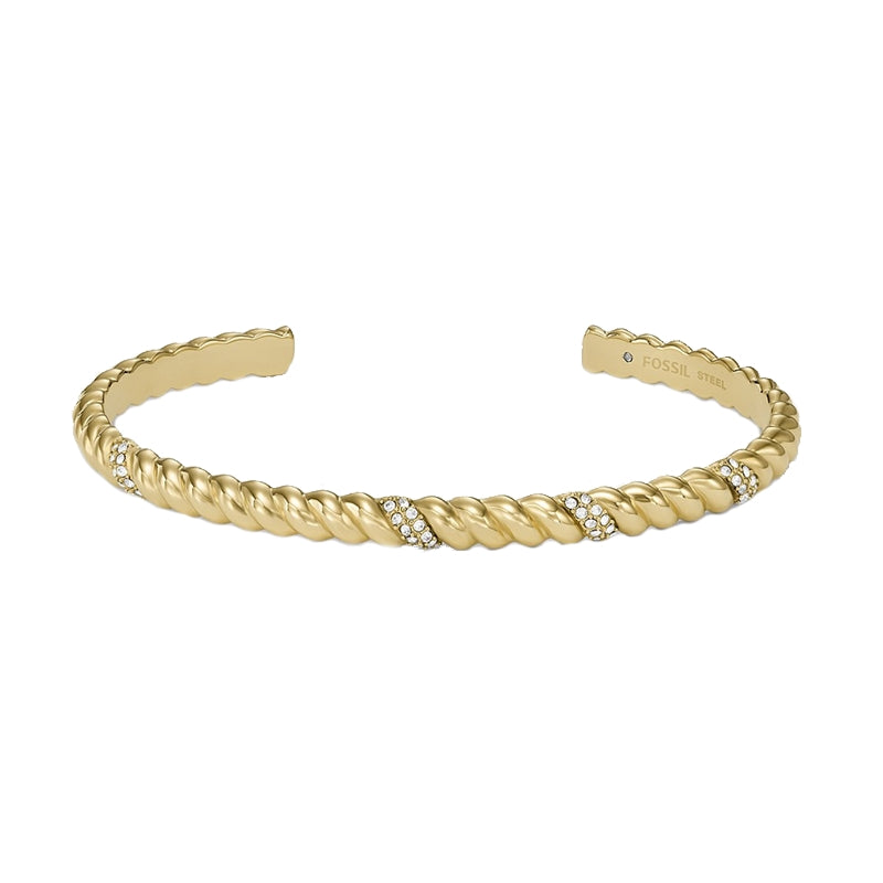 Orecchini Pendenti Charm Logo Fossil Acciaio Oro Rosa JF04169710 (Coppia)