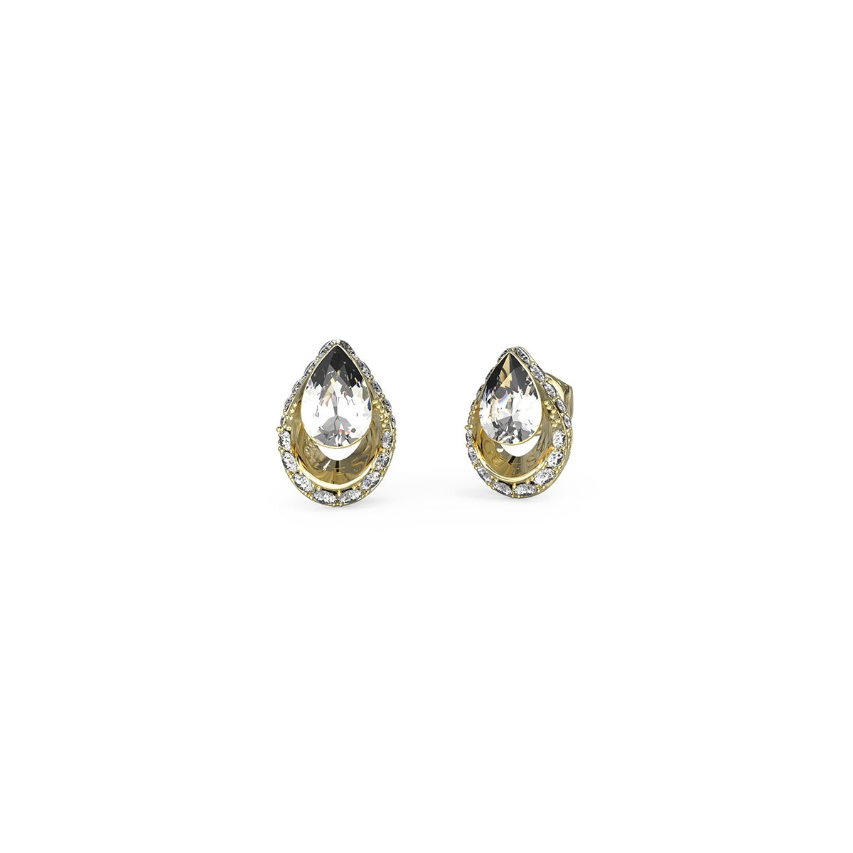 Guess Logo Drop Earrings in Yellow Gold JUBE03393JWYGT-U (Pair)