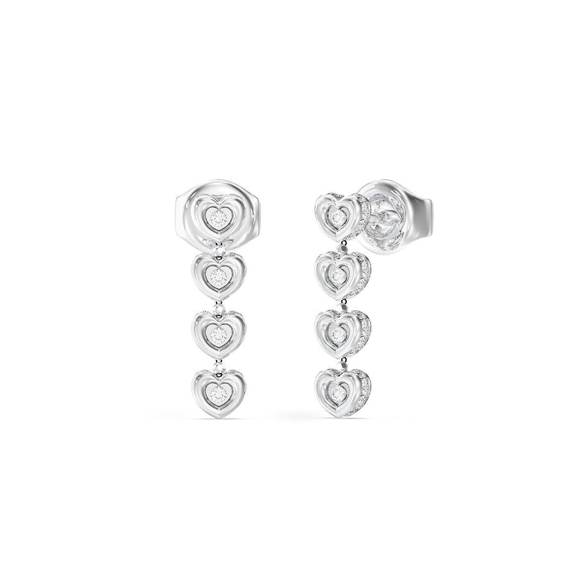Guess JUBE05473JWRHT-U Thin Crystal Hoop Earrings in Steel (Pair)