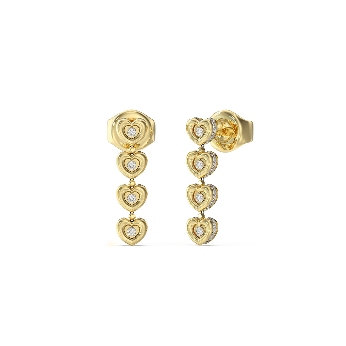 Guess JUBE05473JWYGT-U Thin Crystal Hoop Earrings in Yellow Gold (Pair)