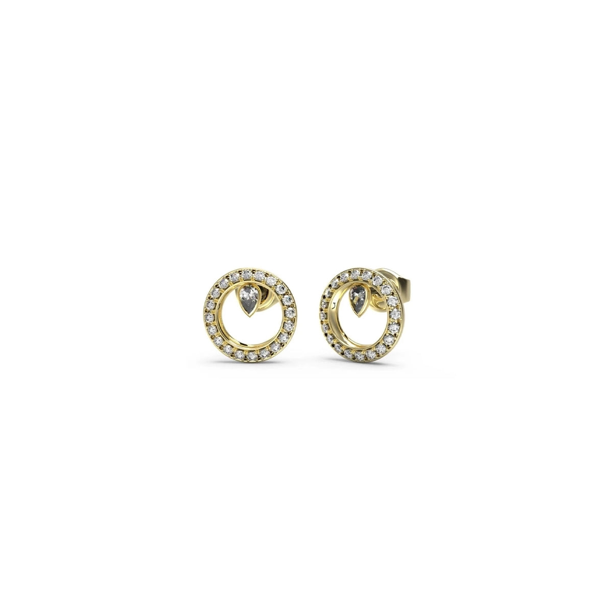 Guess JUBE04655JWYGT-U Yellow Gold Crystal Heart Stud Earrings (Pair)