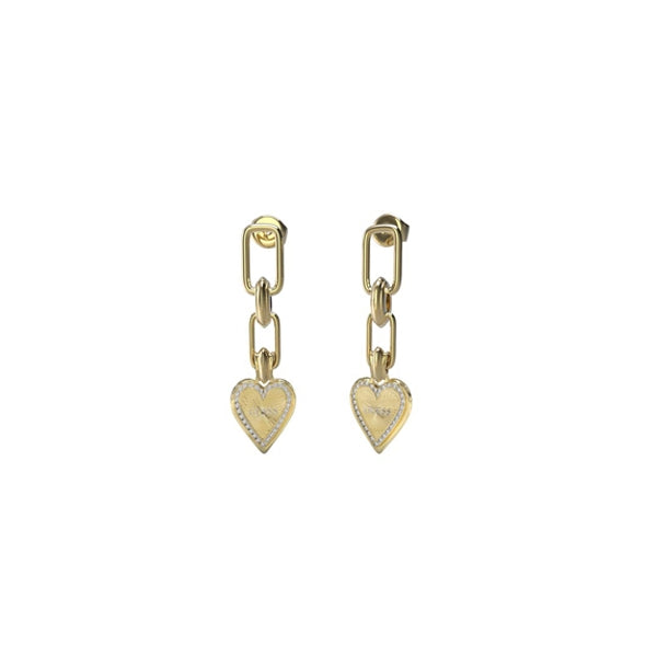 Orecchini a Lobo Cuore Logo Guess Oro Giallo JUBE03236JWYGT-U (Coppia)