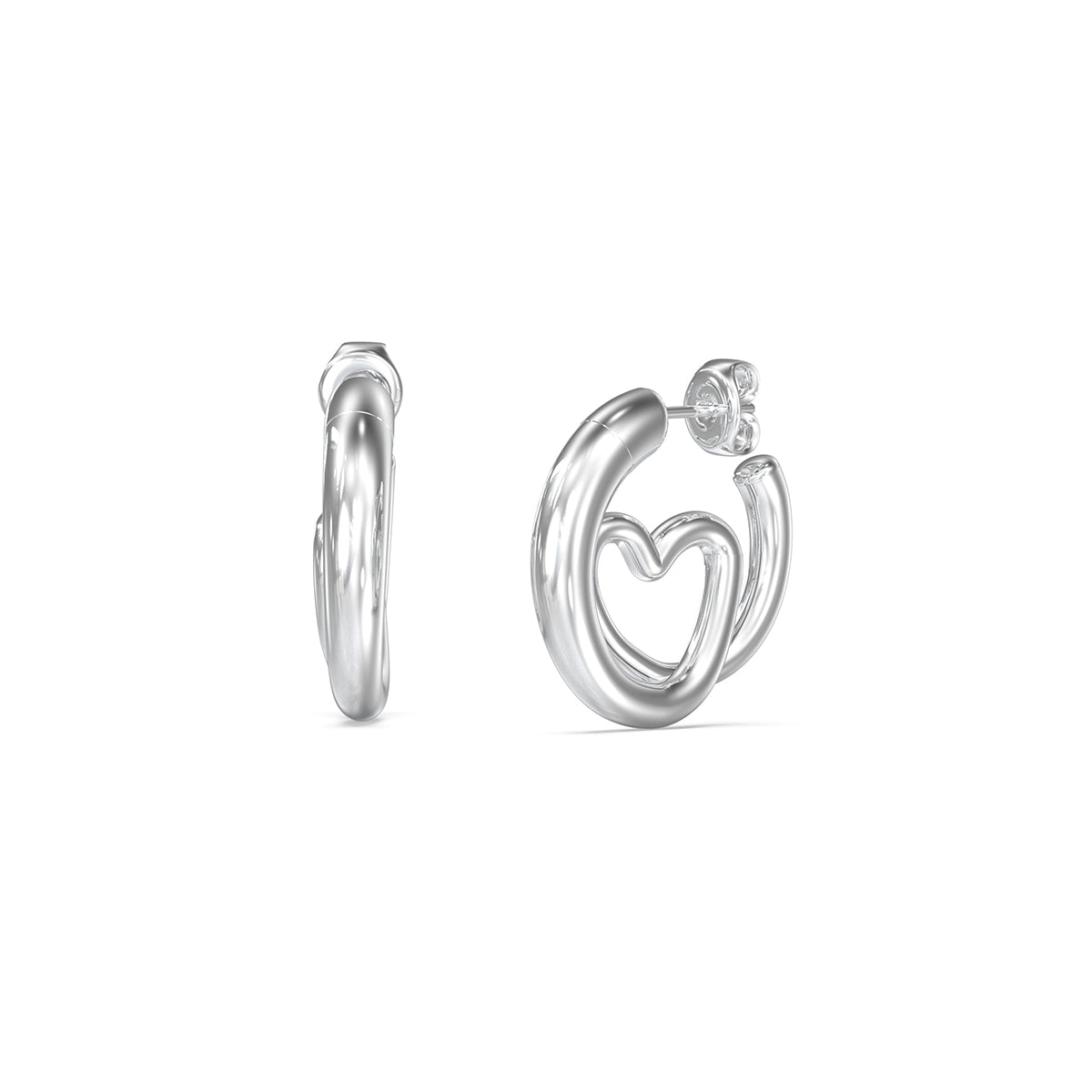Guess JUBE05529JWRHT-U Round Logo Steel Stud Earrings (Pair)