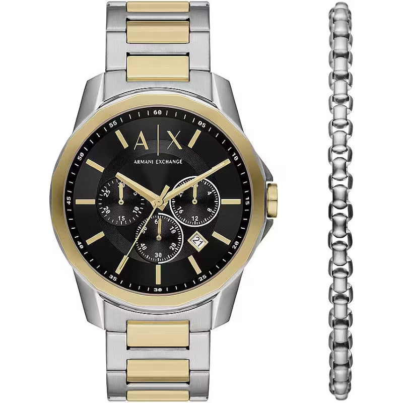 Orologio Armani Exchange AX7148SET Set Regalo Nero Oro Rosa