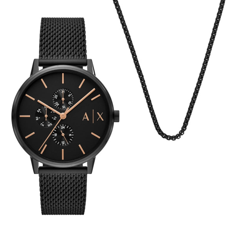 Orologio Armani Exchange AX7162SET Set Regalo Nero/Blu