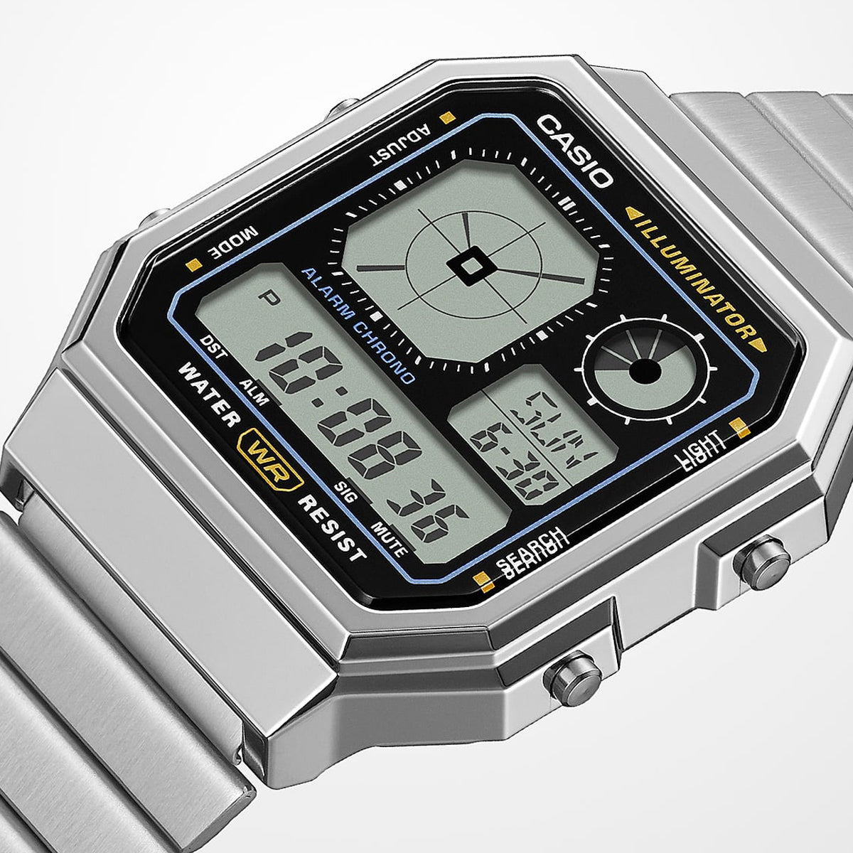 Orologio Casio A130WE-1AEF Digitale Retrò Acciaio Quadrato