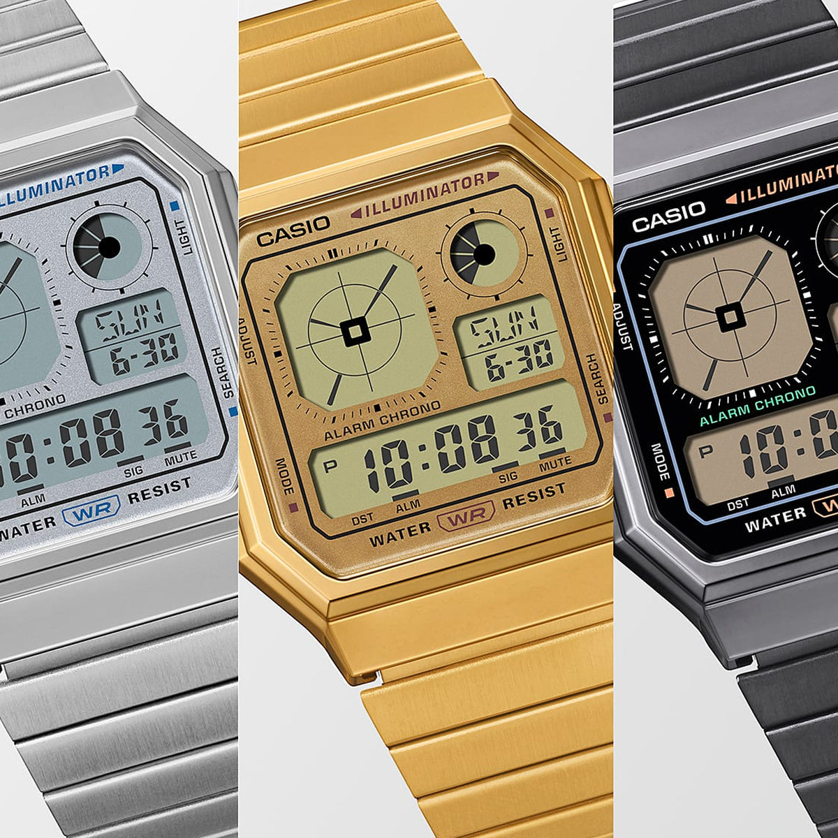 Orologio Casio A130WEG-9AEF Digitale Retrò Oro Quadrato