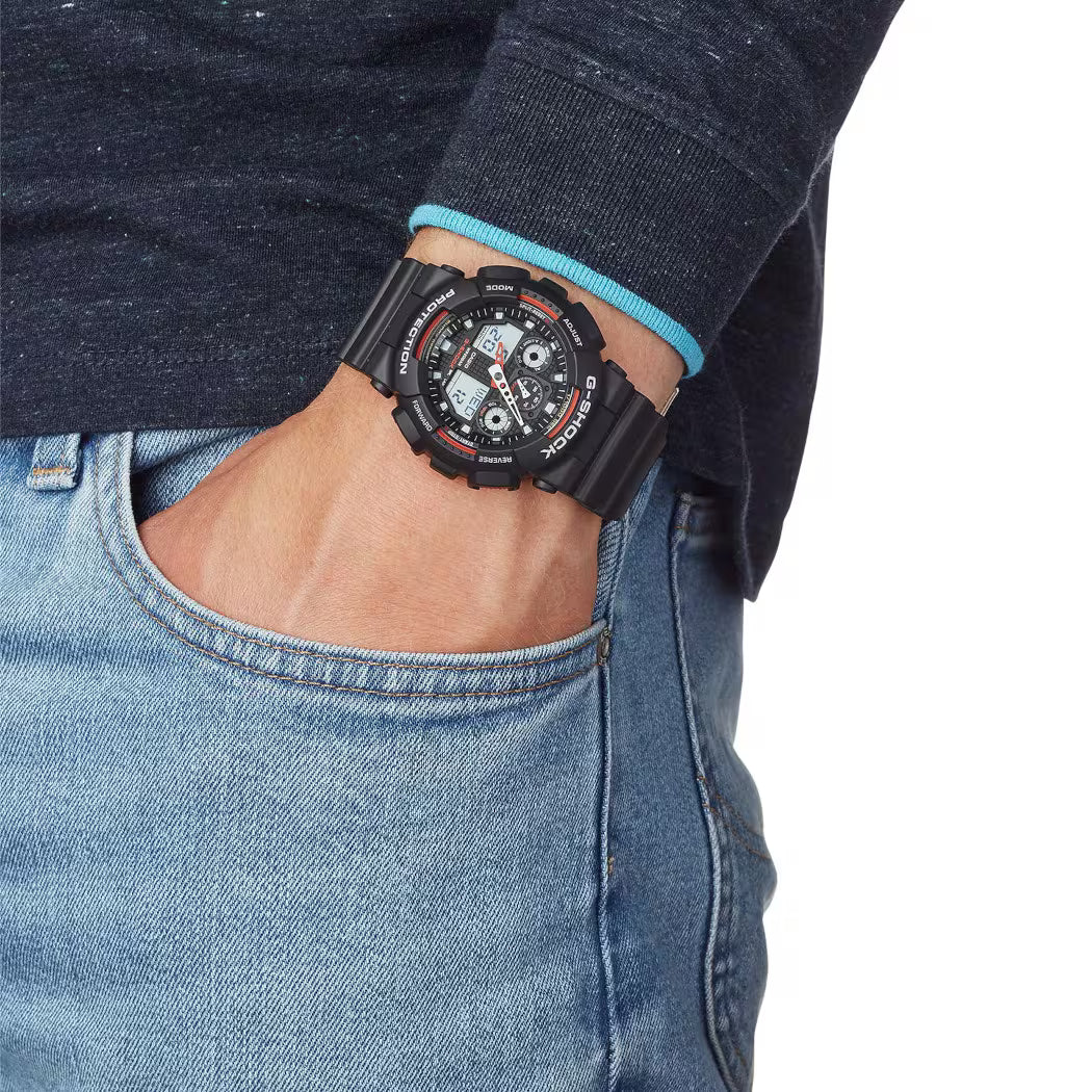 Orologio Casio G-SHOCK GA-100-1A4ER Serie X-Large Nero/Rosso