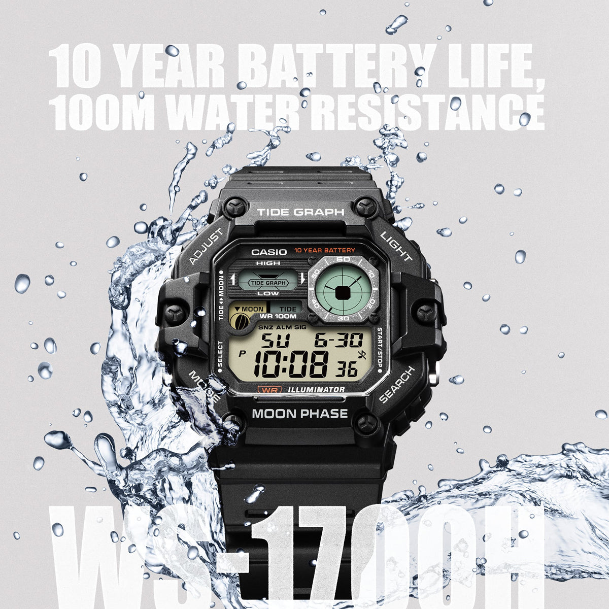 Orologio Casio WS-1700H-1AVEF Sportivo Fasi Lunari Marea
