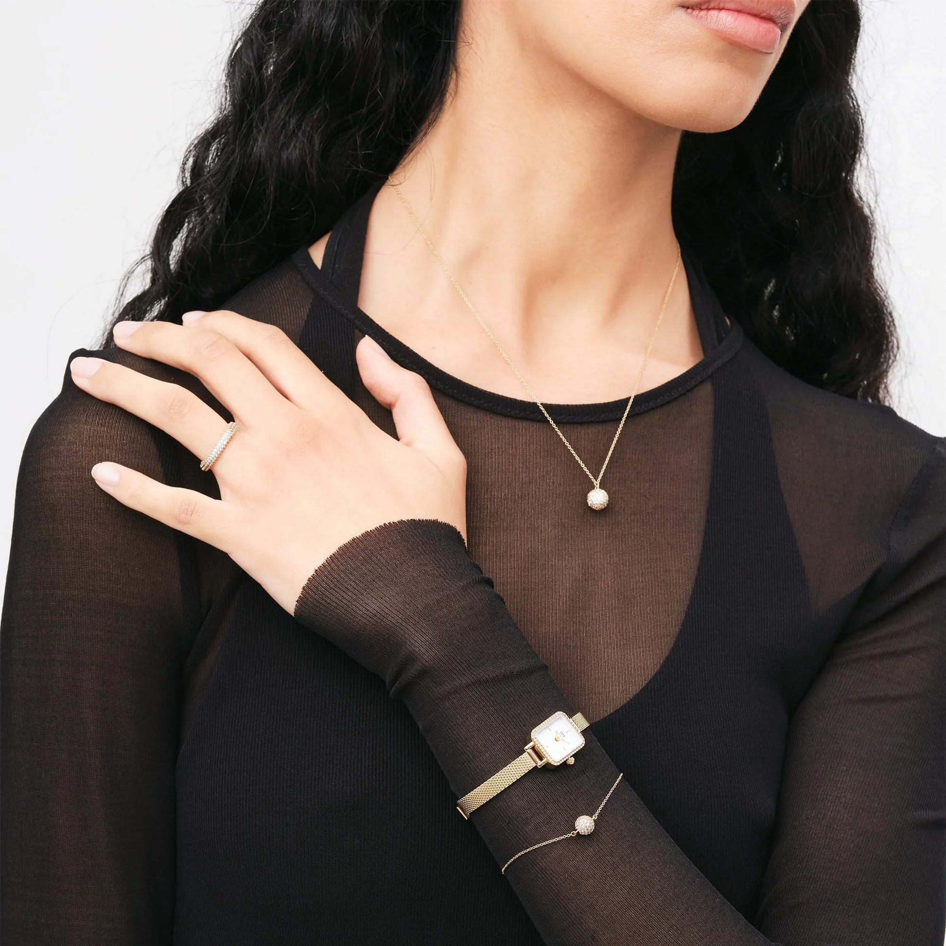Daniel Wellington Quadro Mini Lumine Bezel Gold Watch Dw00100730