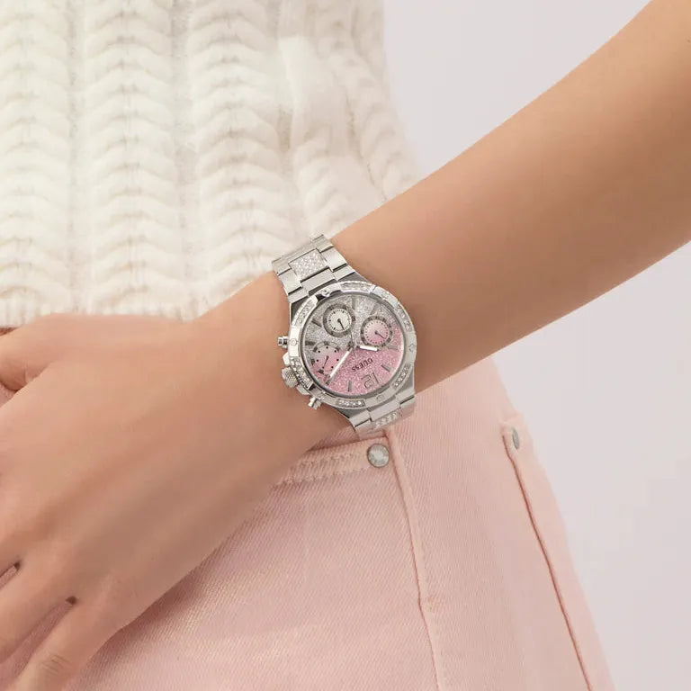 Orologio Donna Guess con Cristalli e Quadrante Glitter Rosa GW0950L1