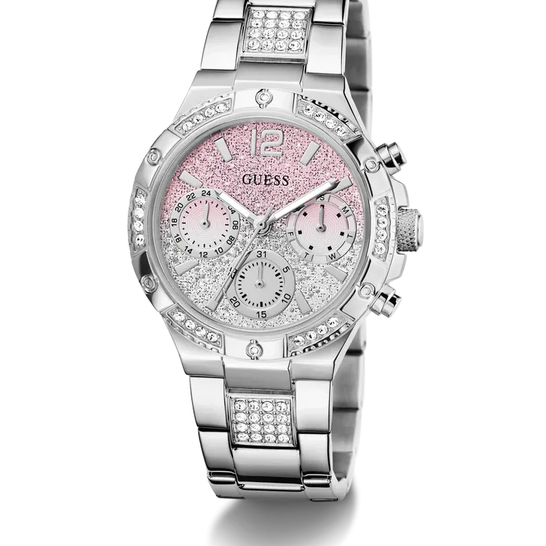 Orologio Donna Guess con Cristalli e Quadrante Glitter Rosa GW0950L1