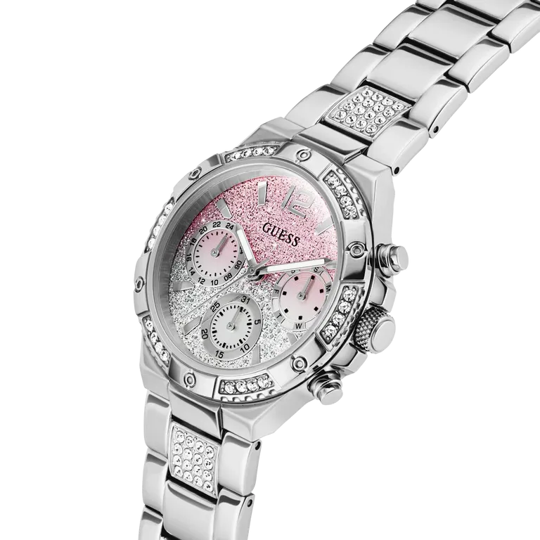 Orologio Donna Guess con Cristalli e Quadrante Glitter Rosa GW0950L1