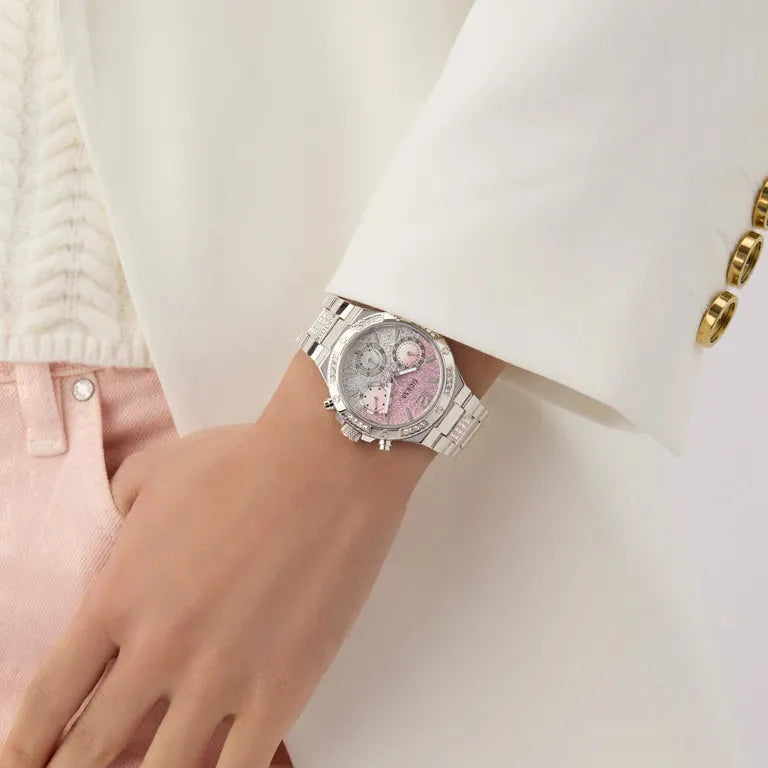 Orologio Donna Guess con Cristalli e Quadrante Glitter Rosa GW0950L1